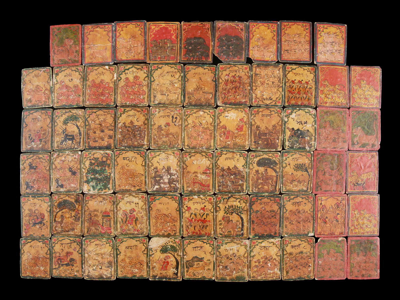 64 Indian Ganjifa Playing Cards (1 of 9)