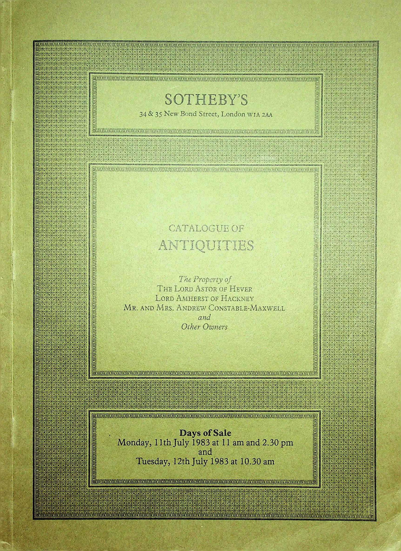 Sotheby's / 1983, CATALOGUE OF ANTIQUITIES (1 of 1)