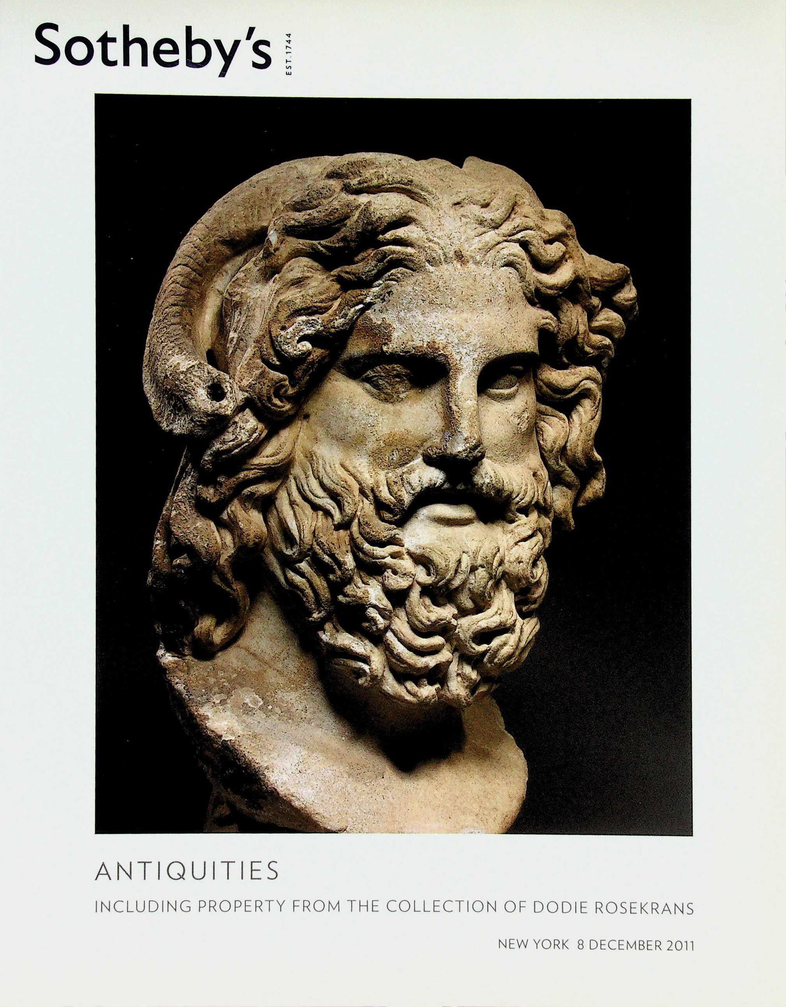 Sotheby's: Sotheby's ANTIQUITIES INCLUDING PROPERTY FROM THE COLLECTION OF DODIE ROSEKRANS NEW YORK 8 DECEMBER 2011. CHF 20 / 40 EUR 20 / 40