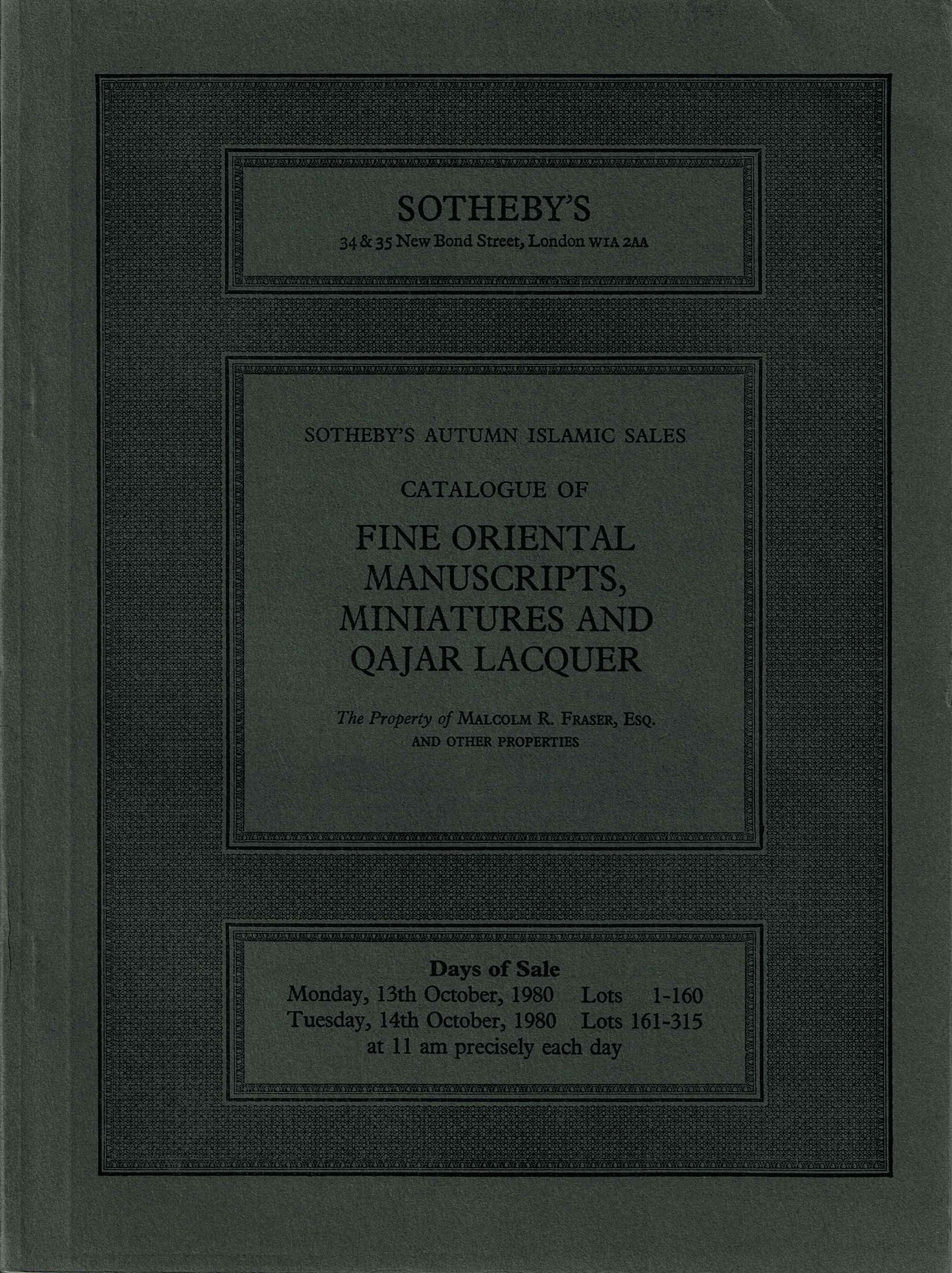Sotheby's Autumn Islamic Sales - 13th and 14th October 1980 (1 of 1)