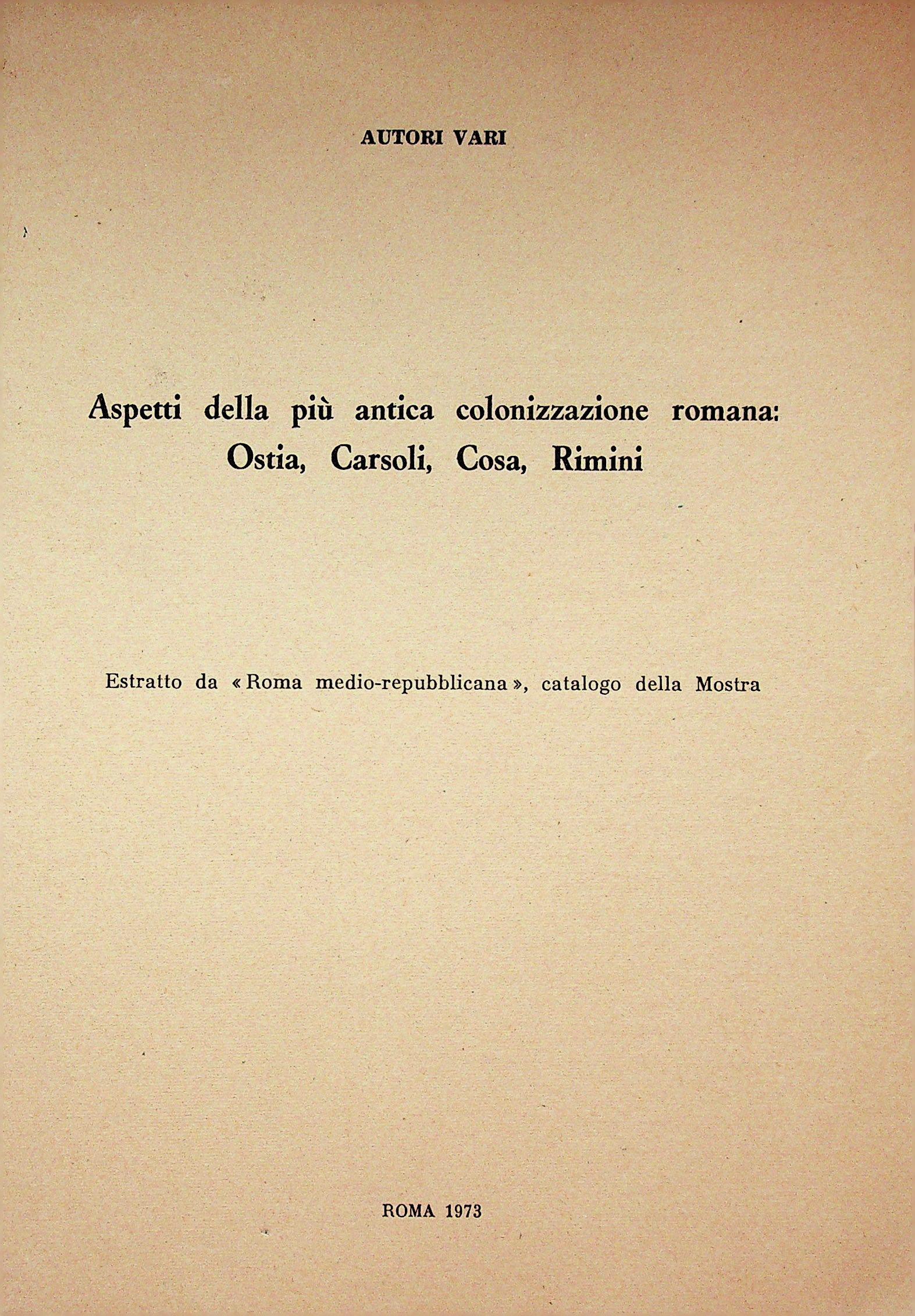 Aspetti della più antica colonizzazione romana (1 of 1)