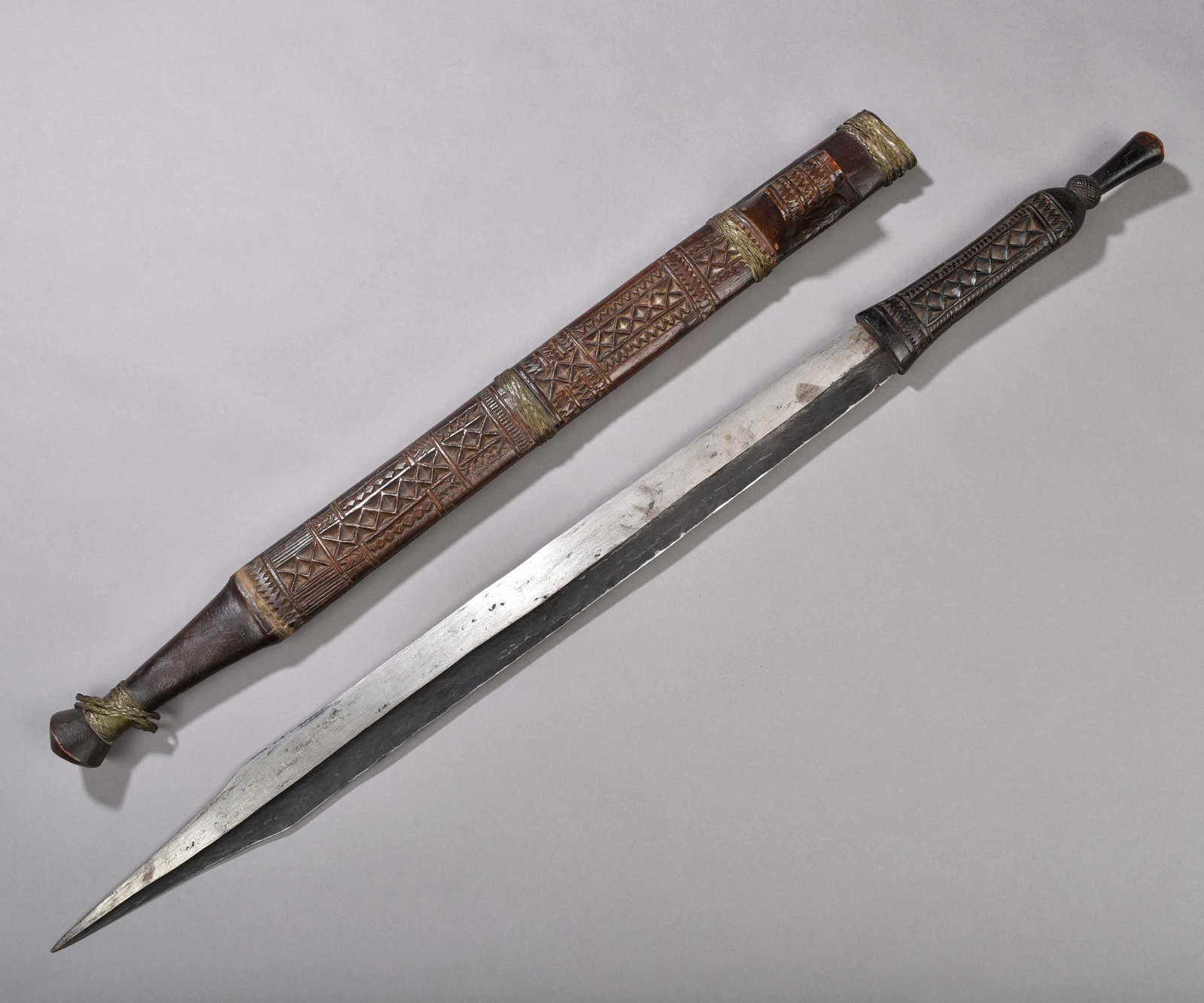 A Shona double-edged sword with Scabbard, "bakatwa" (1 of 7)