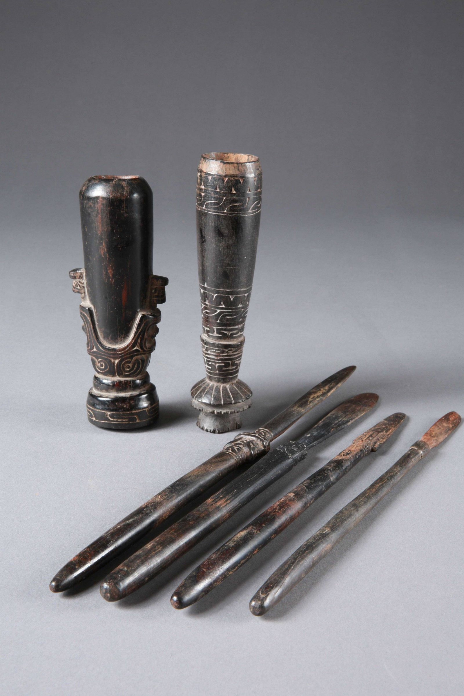 2 Dayak Betel Nut Mortar and 4 Pestles (1 of 9)