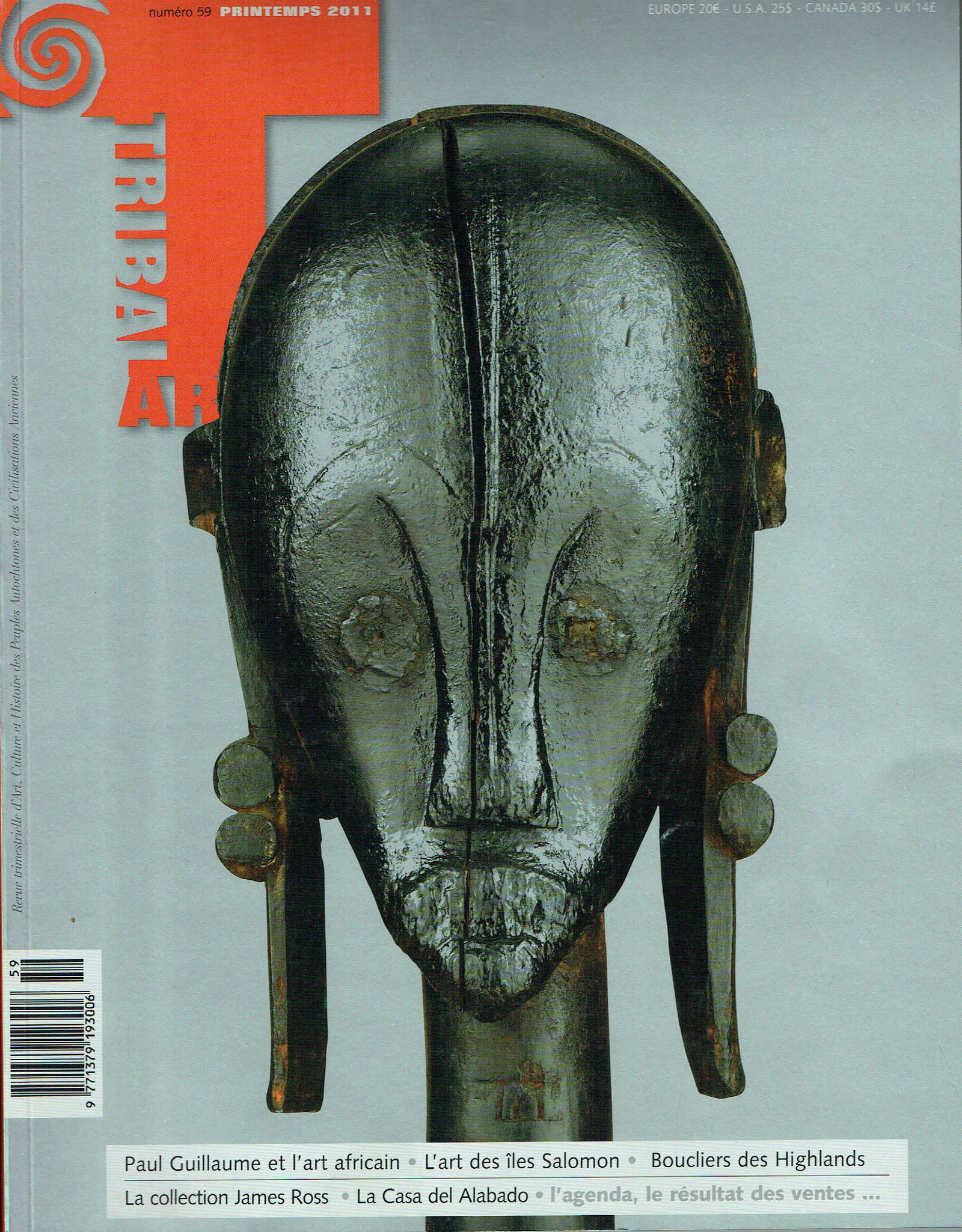 Tribal Art - Numéro 59, Printemps 2011: Tribal Art - Numéro 59, Printemps 2011 French Tribal Art magazine is a quarterly publication dedicated exclusively to the arts and culture of the traditional peoples of Africa, Oceania, Asia and
