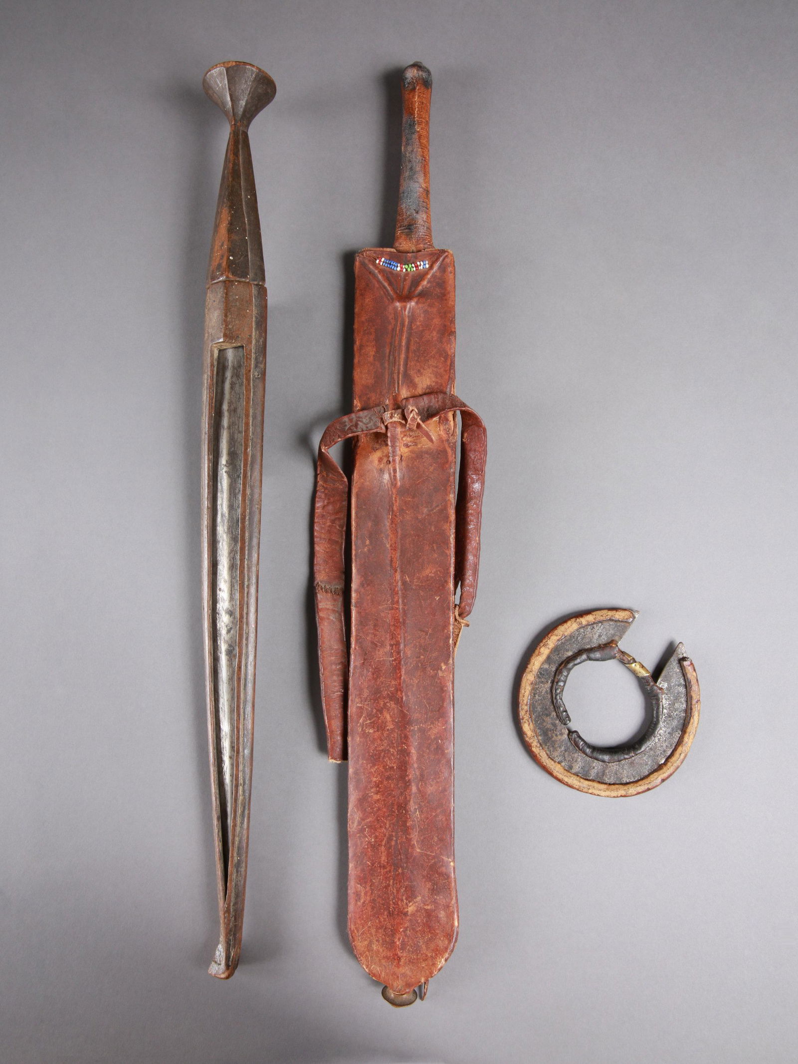 2 Swords with Sheath and a Turkana Wrist Knife, "abarait" (1 of 7)