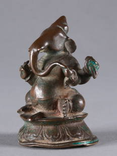 An Indian Bronze Ganesha: Ganesha Indien Ohne Sockel / without base Kupferlegierung. H 6 cm. Provenienz: - Schweizer Privatsammlung, Z&#252;rich. - Hammer Auktionen, Basel. Auktion 66, 26.02.2021, Lot 48. - Schweizer Privatsam