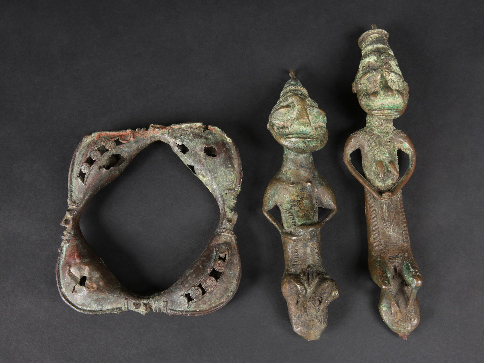 A Yoruba Pair of Rods, "edan ogboni" and an Rattle (1 of 4)
