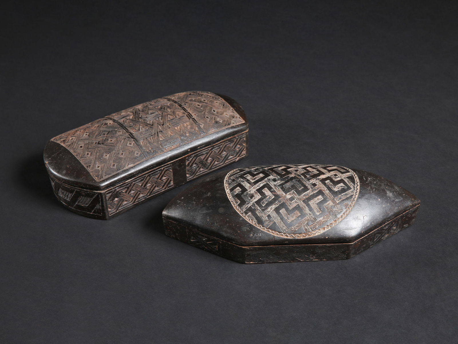 2 Kuba Boxes with Lids, "ngedi mu ntey" (1 of 5)