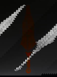 A Mbole Short Sword, "losandja": Kurz-Schwert, "losandja" Mbole, DR Kongo Ohne Sockel / without base Holz, Eisen, Kupfer, Polsternägel. H 59 cm. Provenienz: Gérald und Muriel Minkoff (1937-2009 & 1948-2020), Genf, Schweiz.