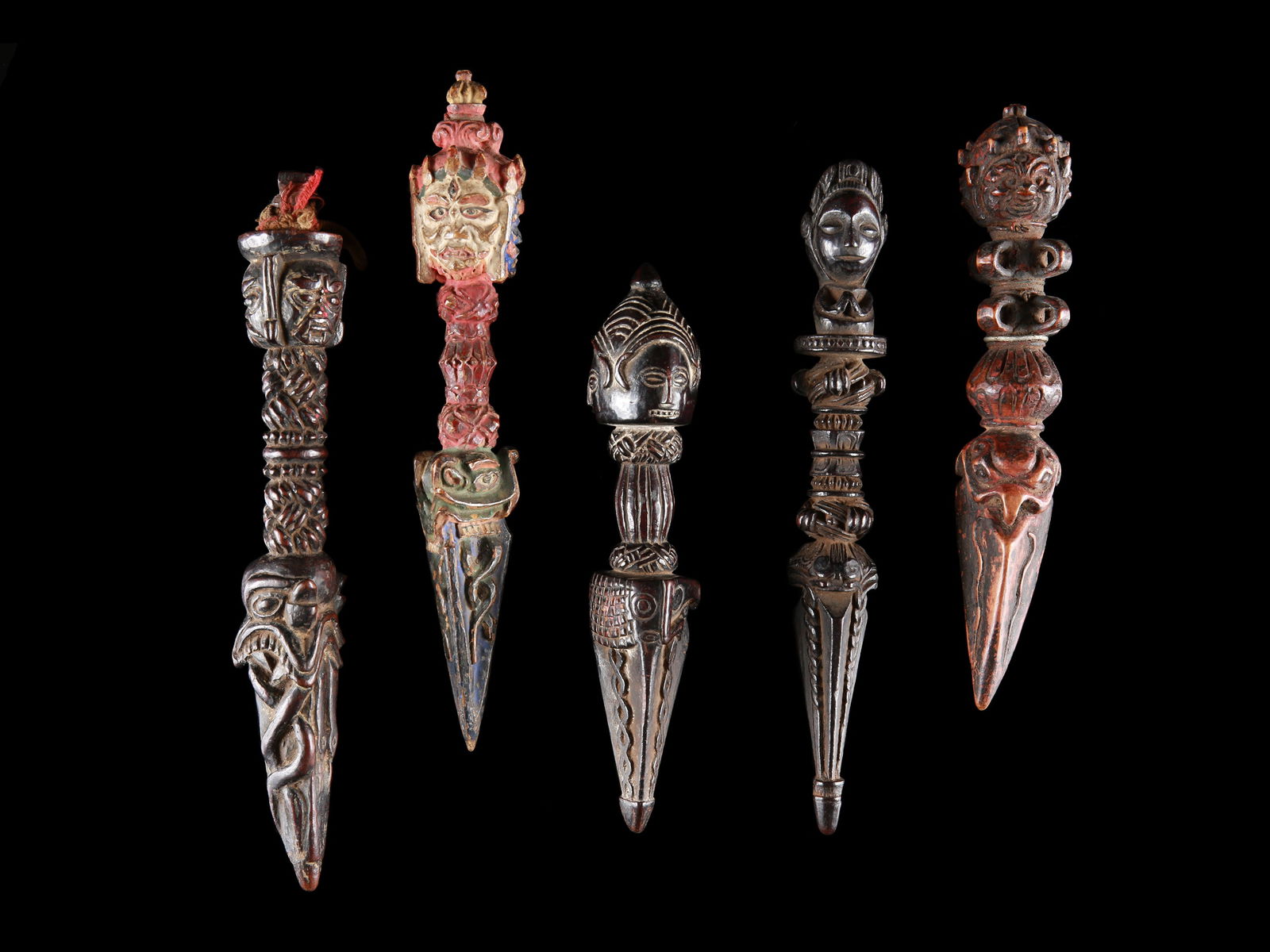 5 Tibetan Ritual Daggers, "phurba" (1 of 6)