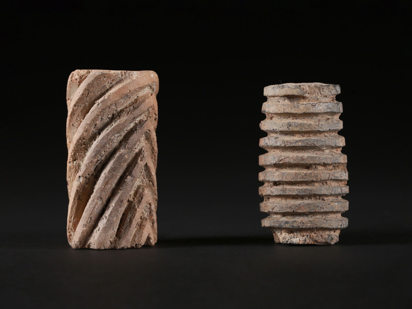 2 Ban Chiang Carved Ceramic Cylinders ("rollers") (1 of 8)