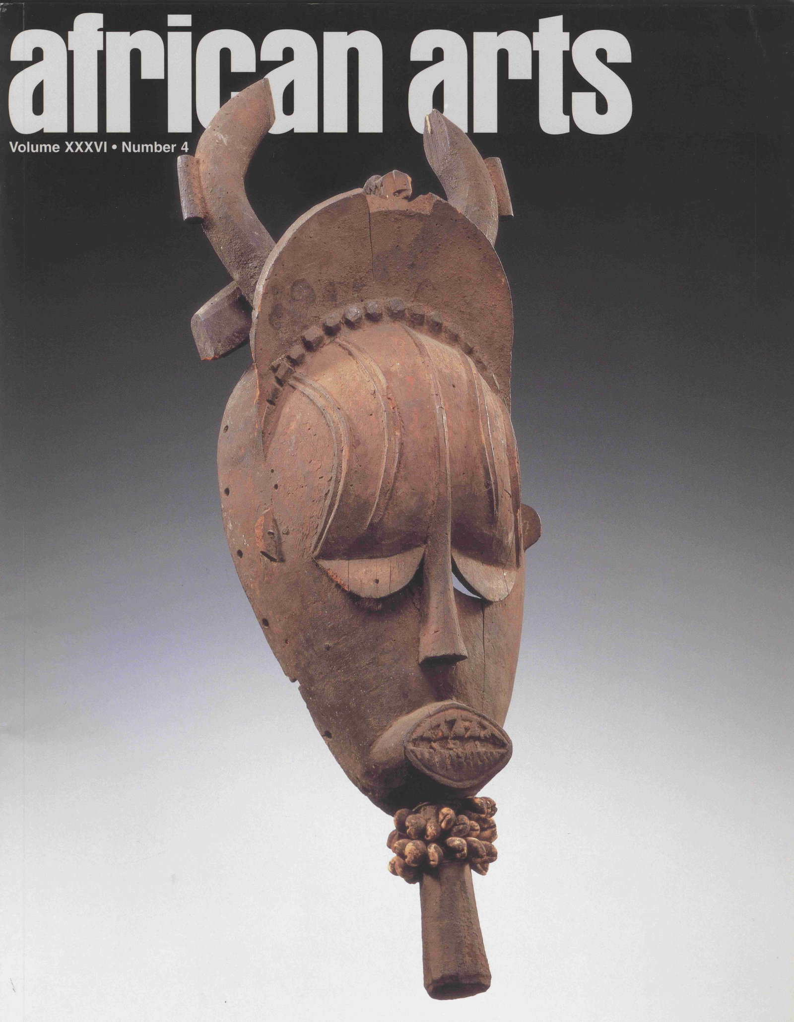 African Arts 2003, Vol. 36 / 4: African Arts 2003, Vol. 36 / 4 UCLA James S. Coleman African Studies Center (2003) English Text/Edition Softcover 370 g --------------------------------------------------- African Arts Magazine - Wint