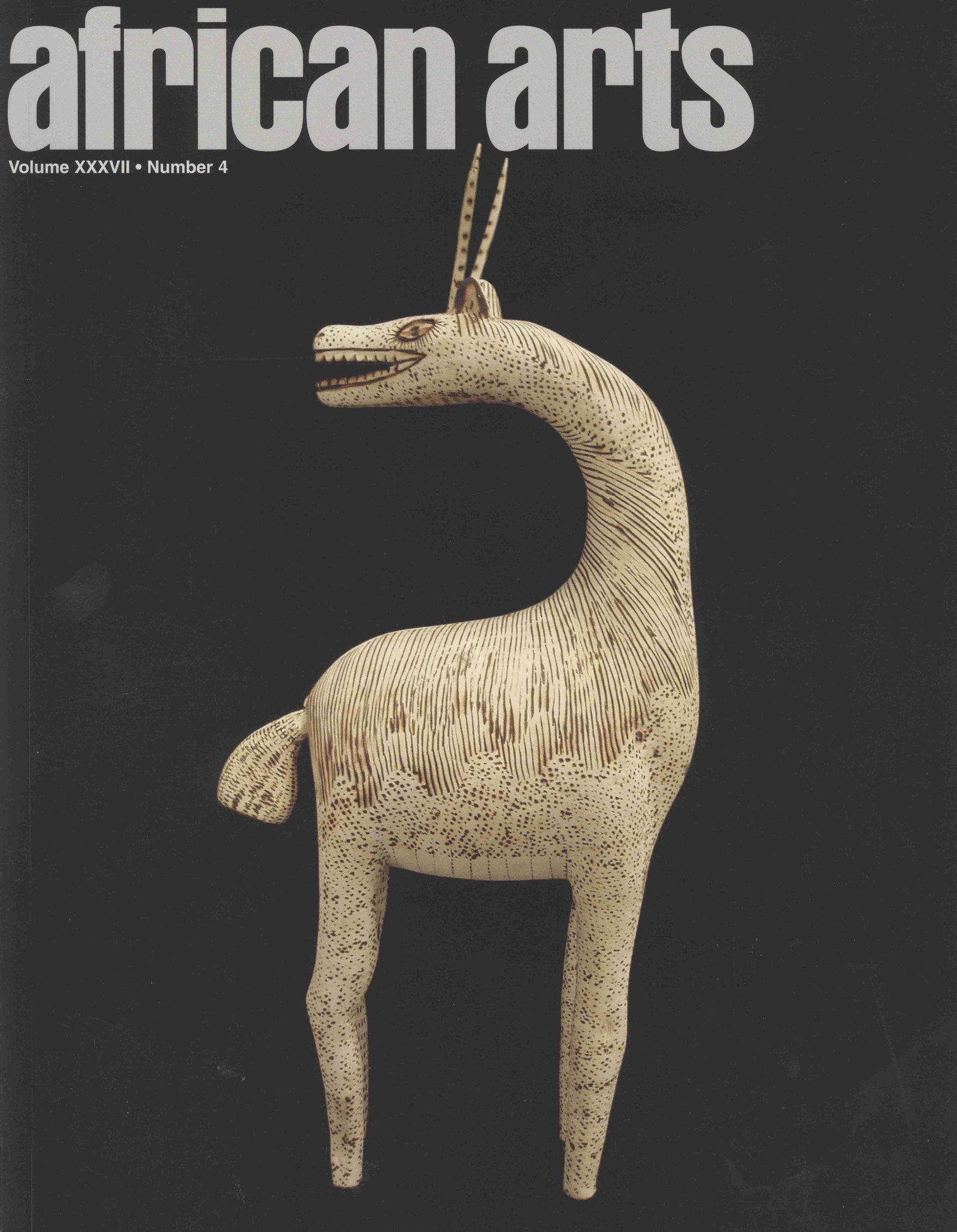 African Arts 2004, Vol. 37 / 4: African Arts 2004, Vol. 37 / 4 UCLA James S. Coleman African Studies Center (2004) English Text/Edition Softcover 370 g --------------------------------------------------- African Arts Magazine - Wint