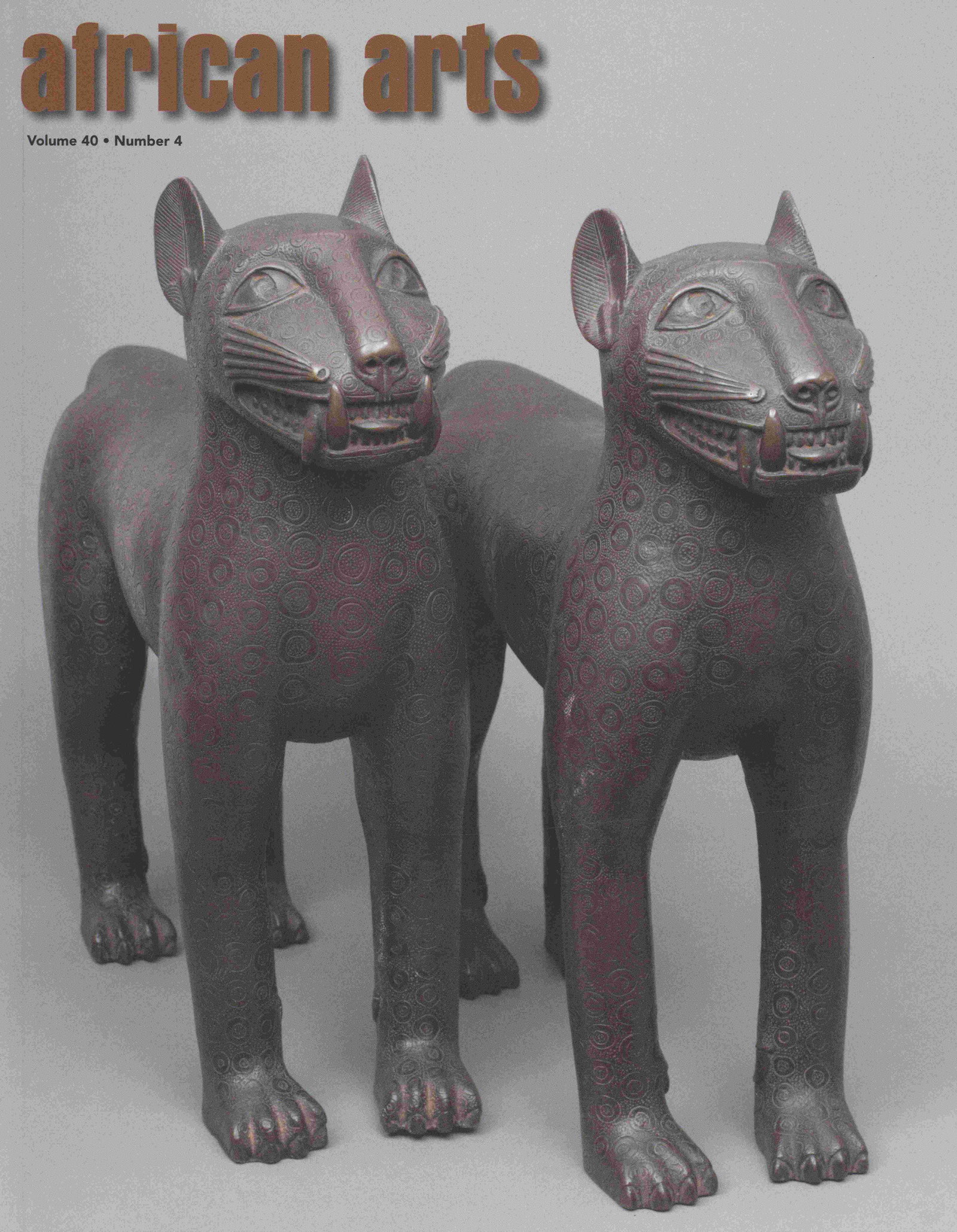 African Arts 2007, Vol. 40 / 4: African Arts 2007, Vol. 40 / 4 UCLA James S. Coleman African Studies Center (2007) English Text/Edition Softcover 370 g --------------------------------------------------- African Arts Magazine - Wint