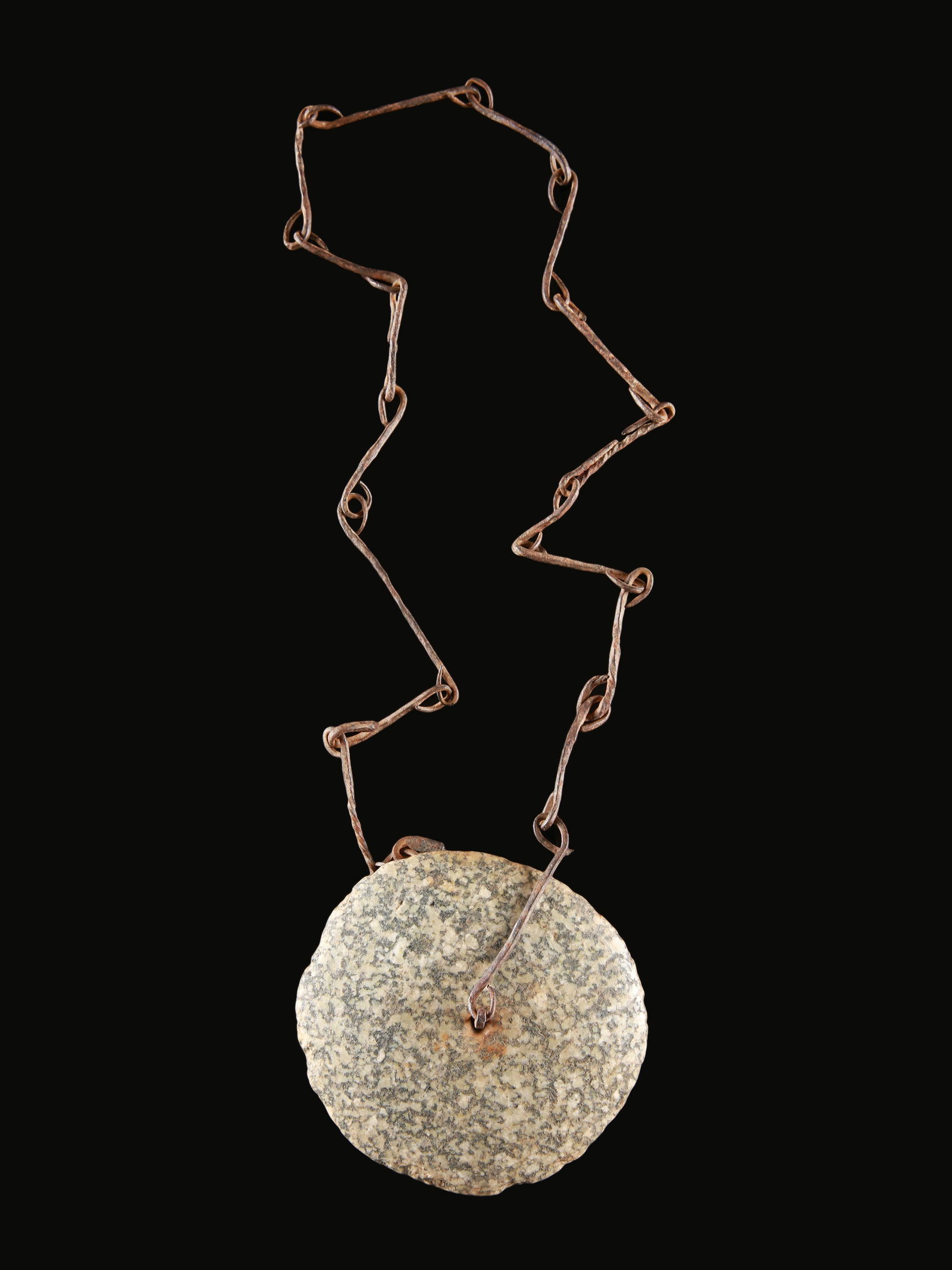 A Dogon Iron Necklace with a Stone Disc, "amma talu" (1 of 4)