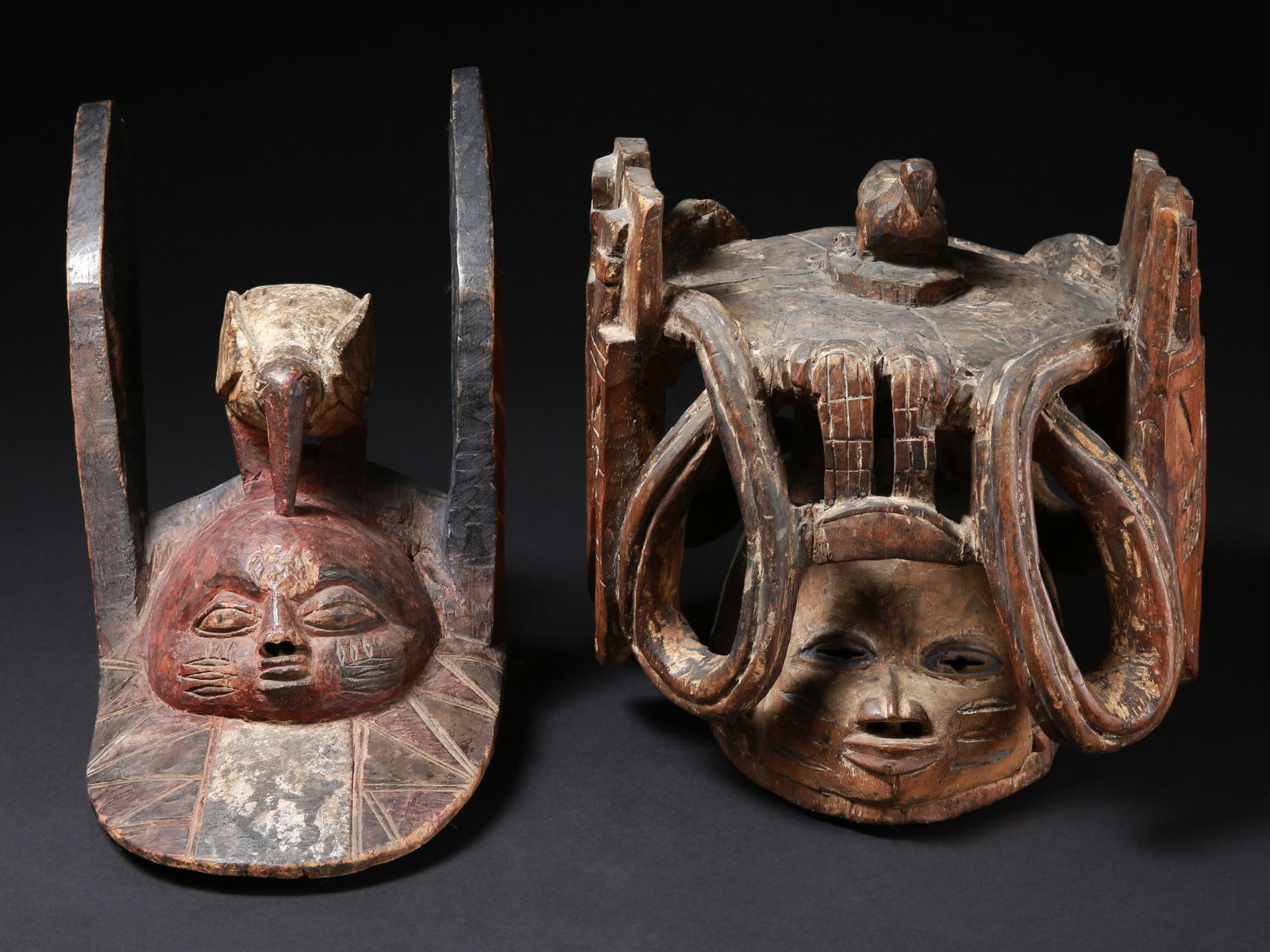 2 Yoruba Masks, "gelede" (1 of 14)