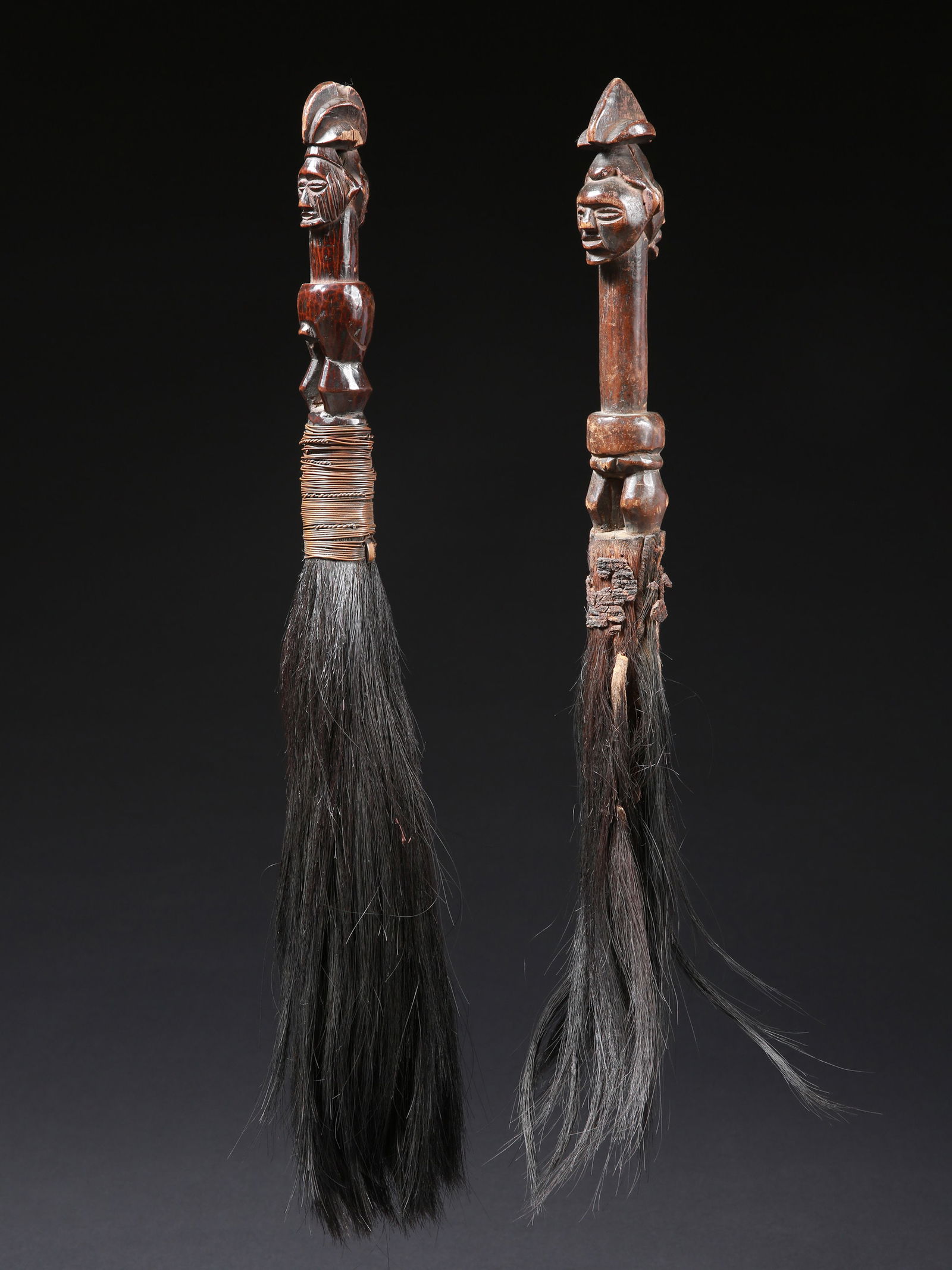 2 Teke Ceremonial Whisks, both Janus-headed (1 of 12)