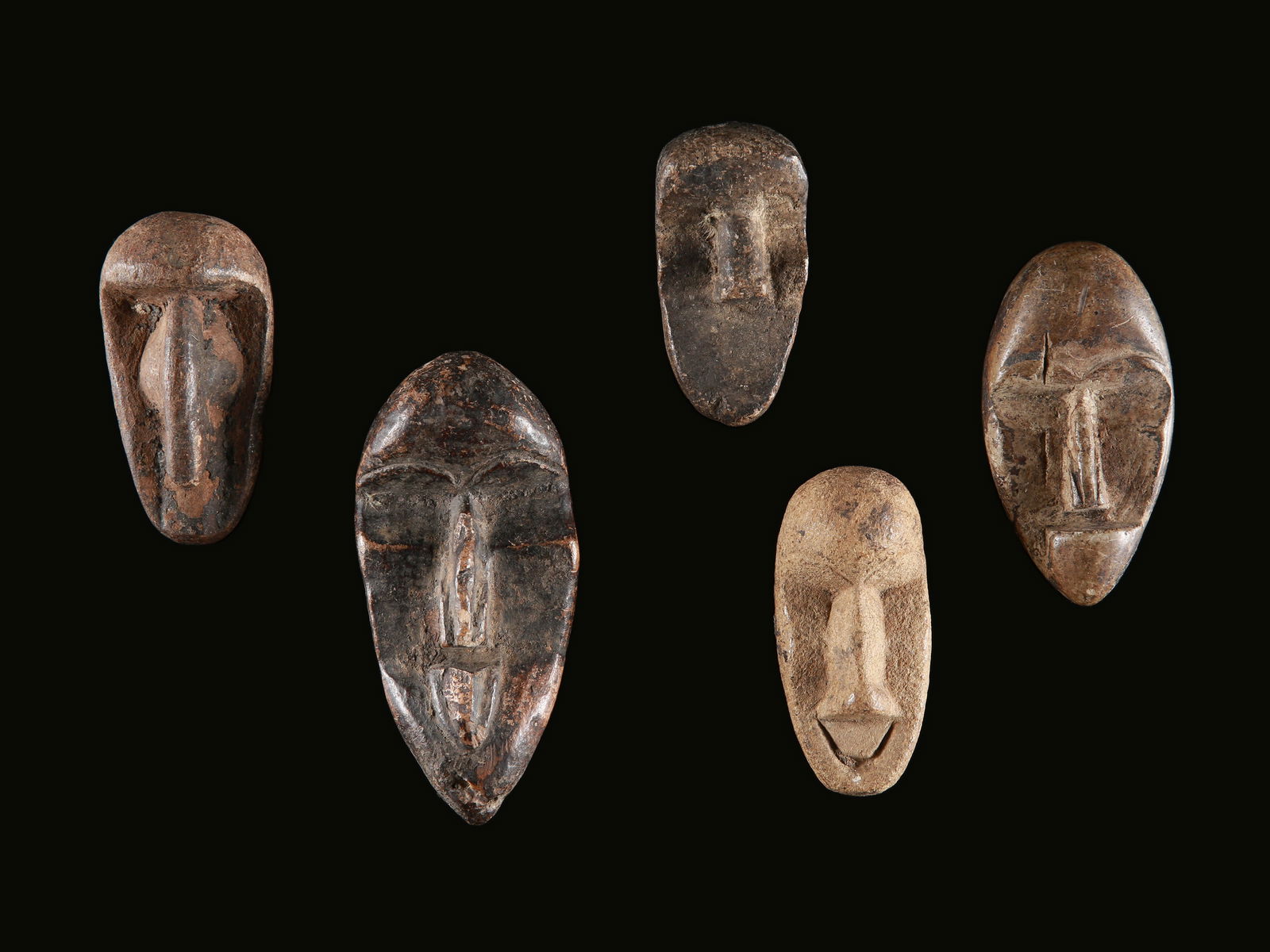 5 Kpelle Stone Miniature Masks, "maa" (1 of 5)