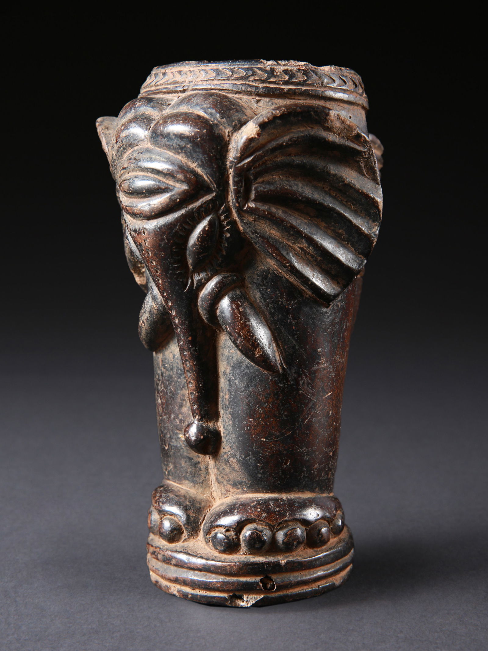 A Bamun Terracotta Tobacco Pipe Head (Elephant) (1 of 11)