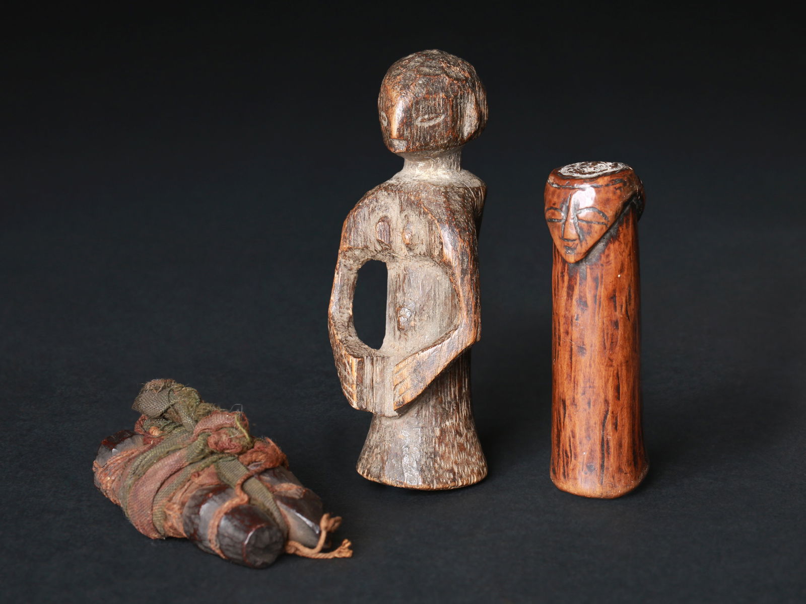 Power object and 2 Sikasingo Miniature Figurines,"nkisi" (1 of 5)