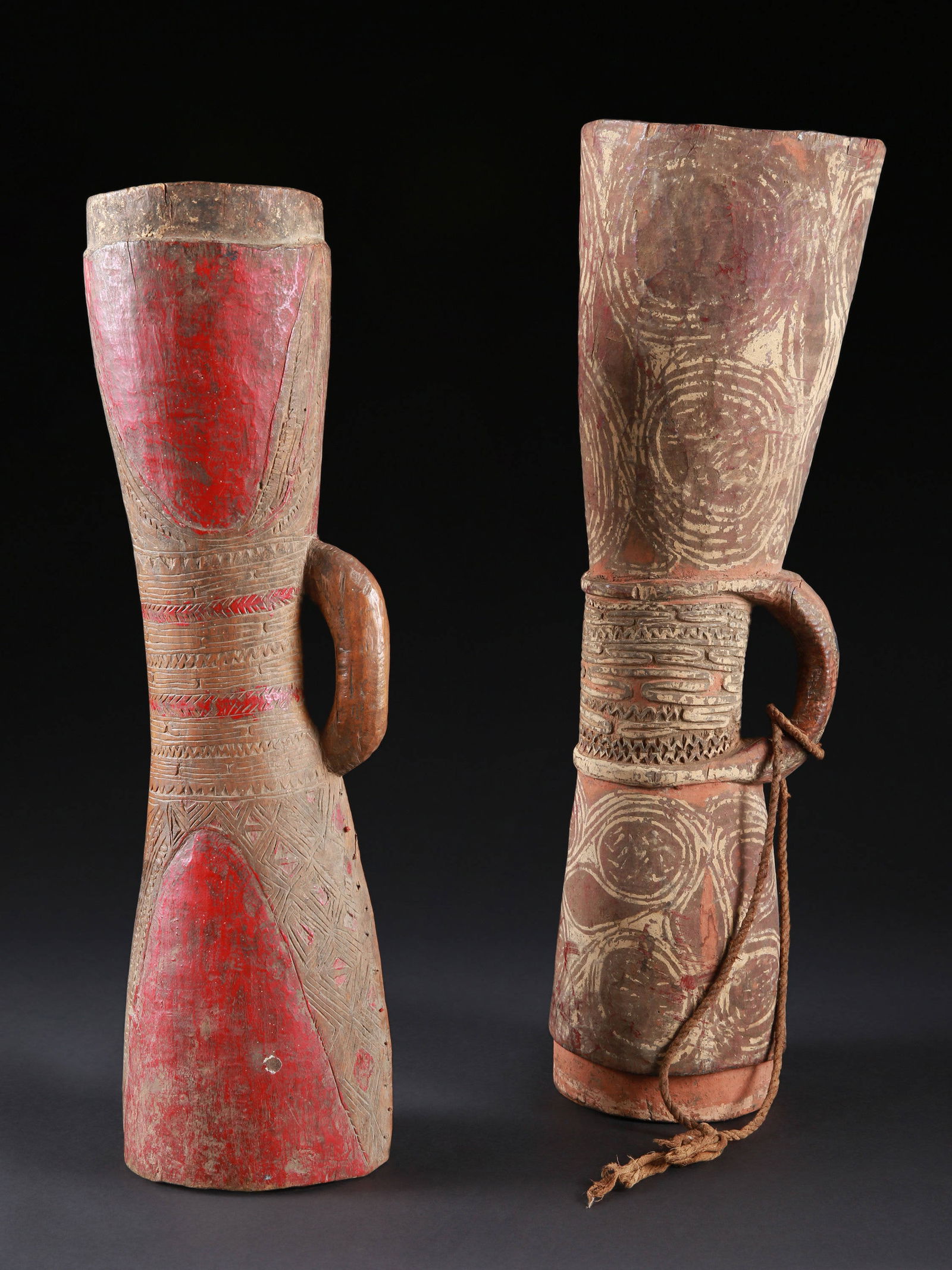 2 Papua New Guinea Hourglass Drums, "kundu" (1 of 10)