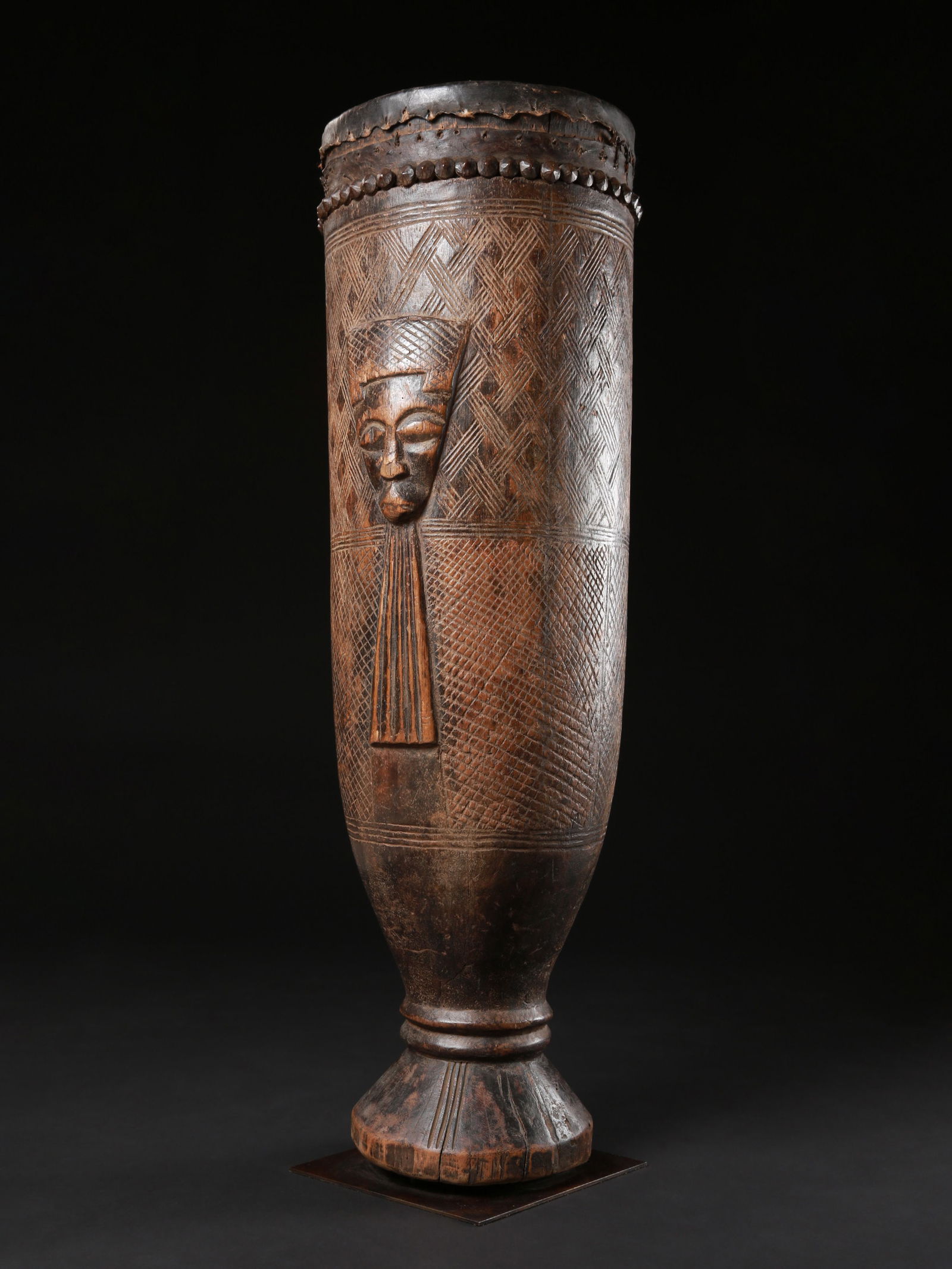 A Lele Drum, "ngom", with a Turtle and a Portrait in Relief (1 of 14)