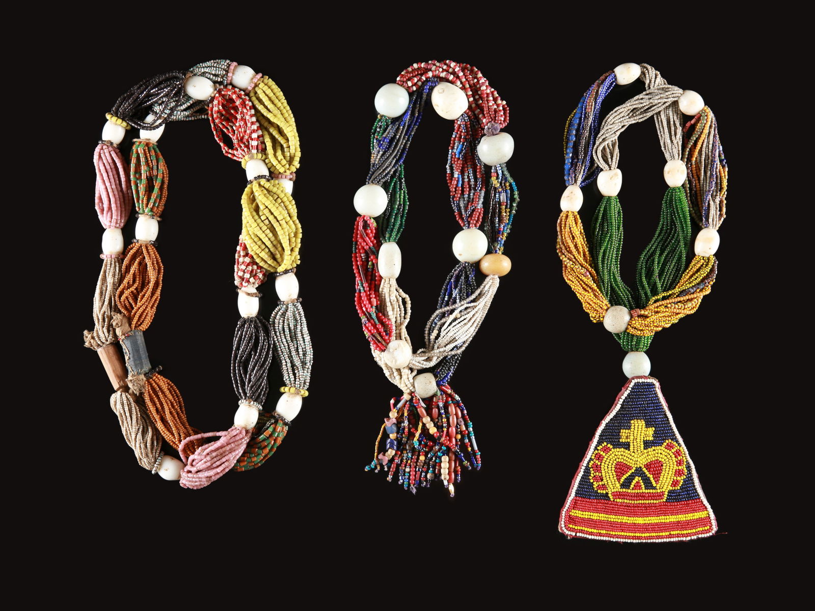 3 Yoruba Priest's beaded Necklaces, "òdigbà Ifá" (1 of 5)