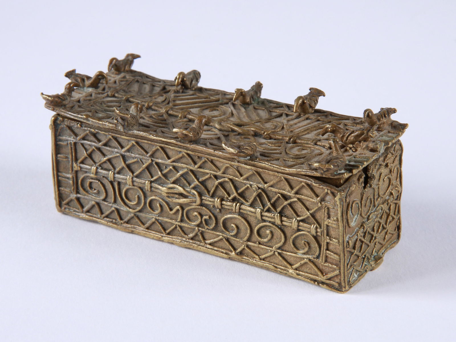 An Akan Golddust Box with 12 Birds, "adaka" (1 of 17)