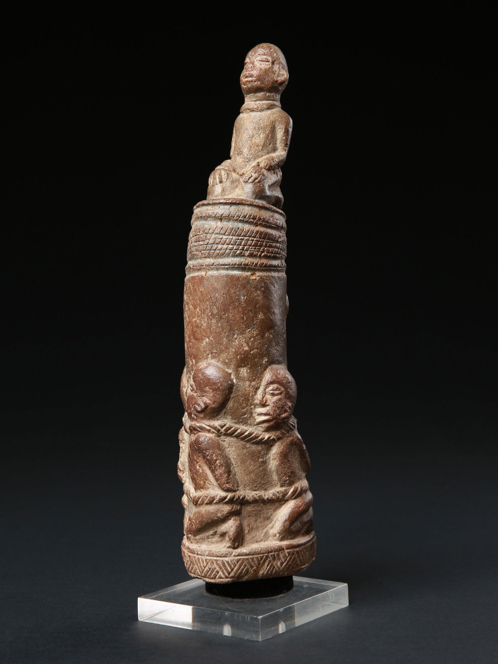 A Vili side-blown Stone Trumpet with figurative Decoration (1 of 14)