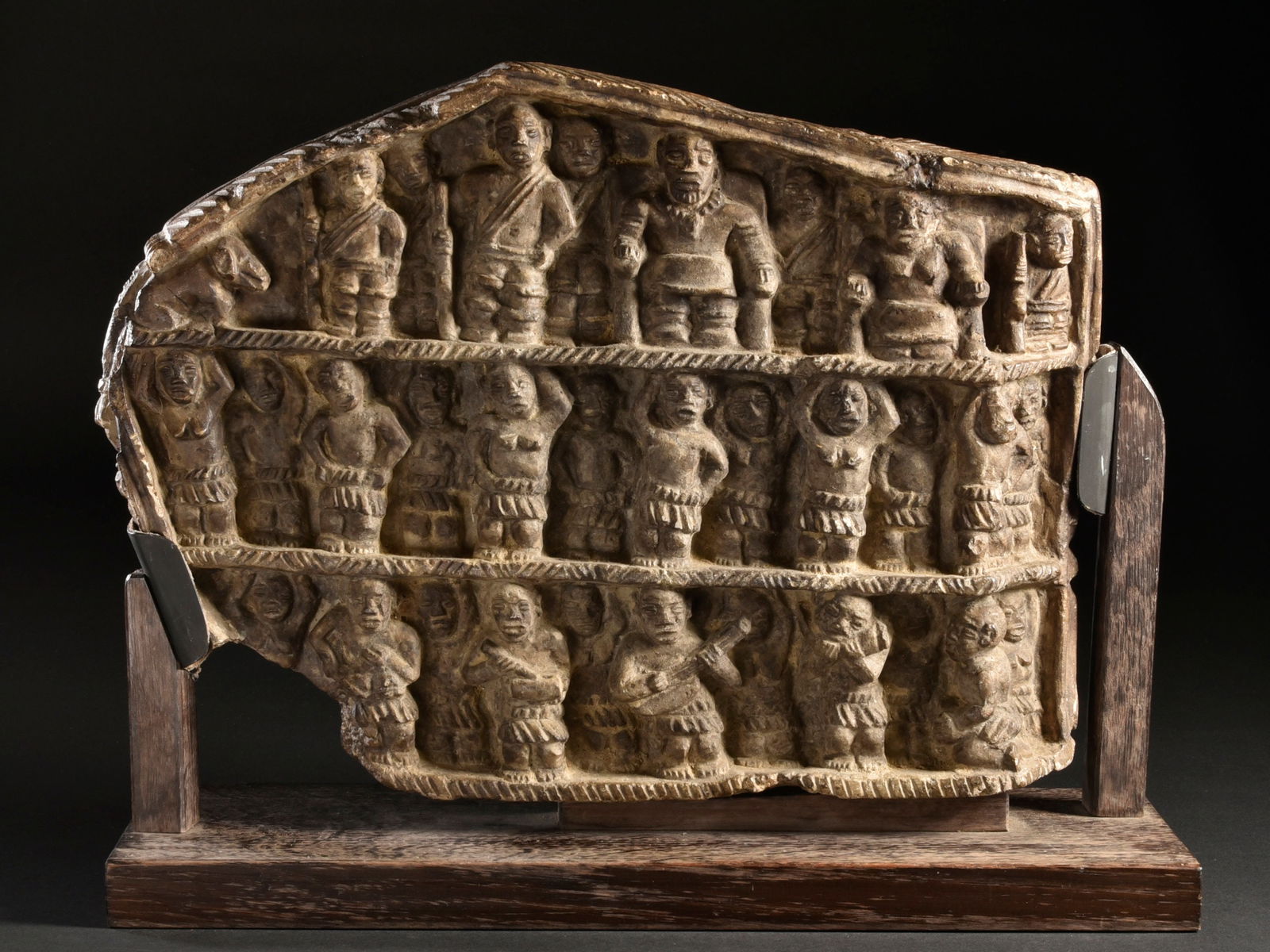 A Kongo double-sided Stone Relief with figurative Scenes (1 of 20)