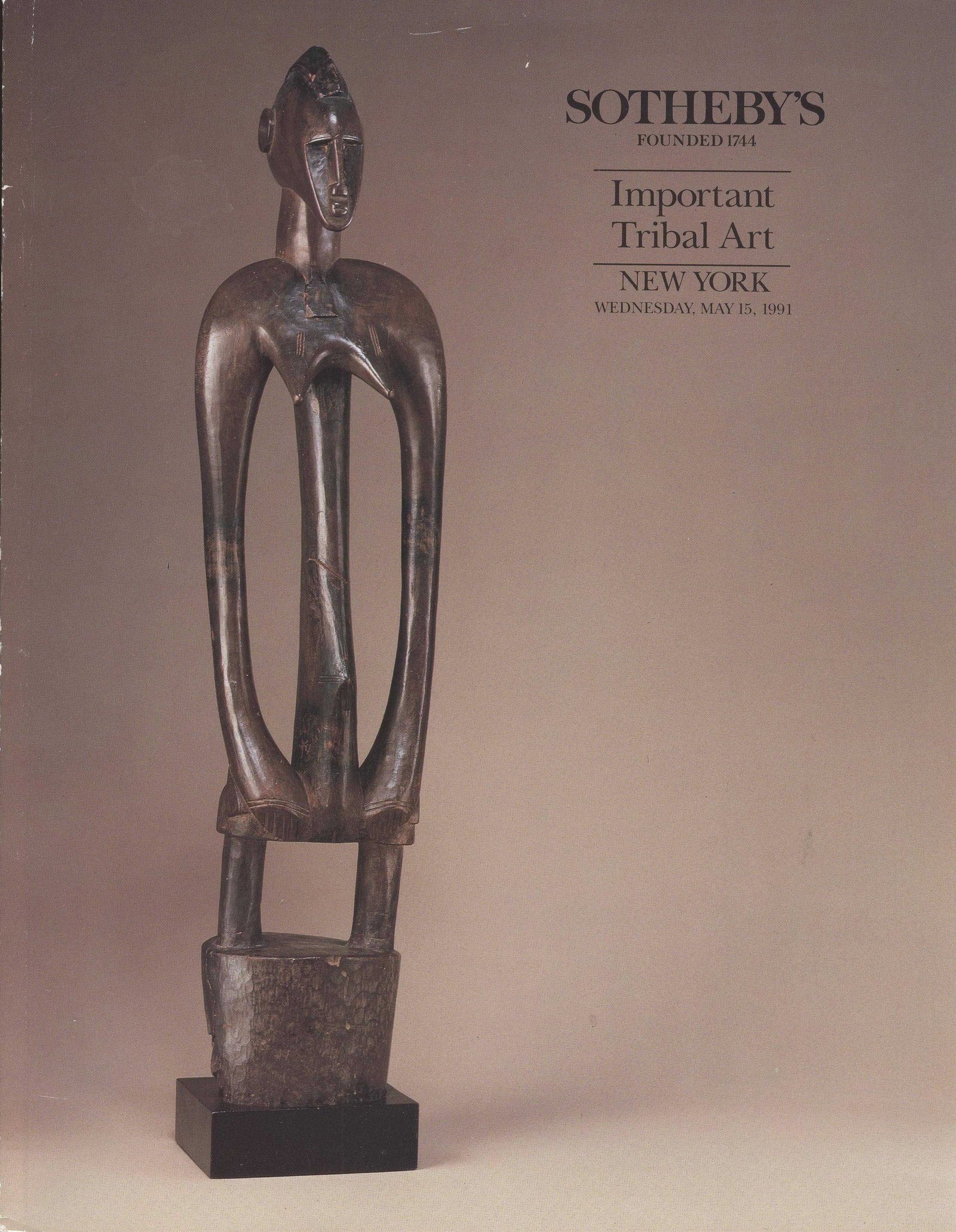 Sotheby's 1991, Important Tribal Art: Sotheby's 1991, Important Tribal Art Sotheby's, New York (15.05.1991) English Text/Edition Numerous illustrations Softcover 250 g CHF 20 / 40