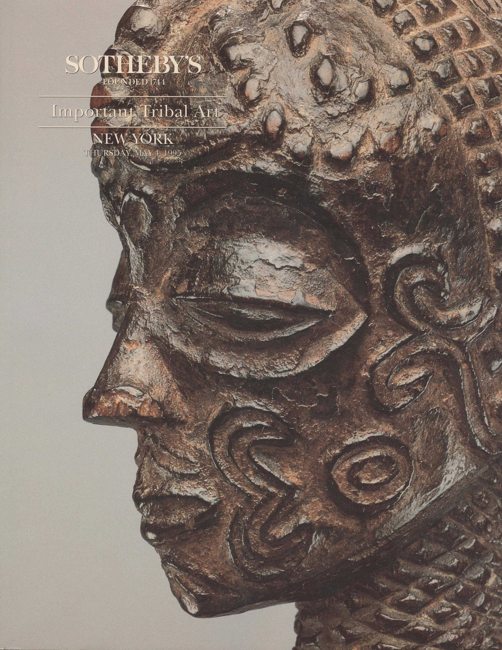 Sotheby's 1995, Important Tribal Art: Sotheby's 1995, Important Tribal Art Sotheby's, New York (04.05.1995) English Text/Edition Numerous illustrations Softcover 443 g --------------------------------------------------- IncludingProperty 