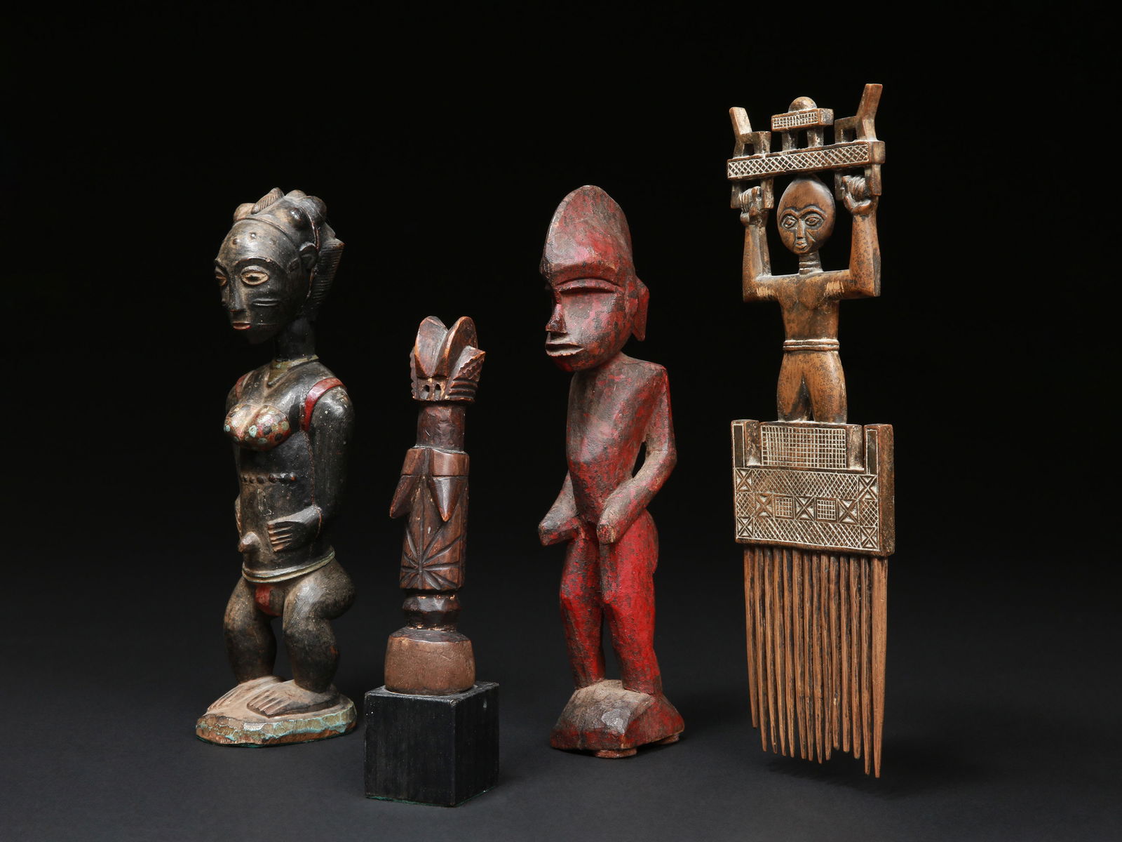 3 Figures and an Asante Comb, "duafe" (1 of 12)