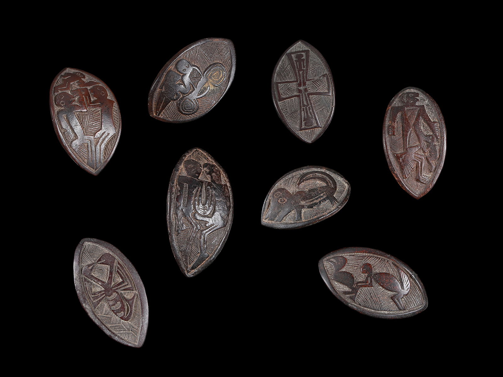8 Beti Nutshell Game Stones, "abbia" (1 of 8)