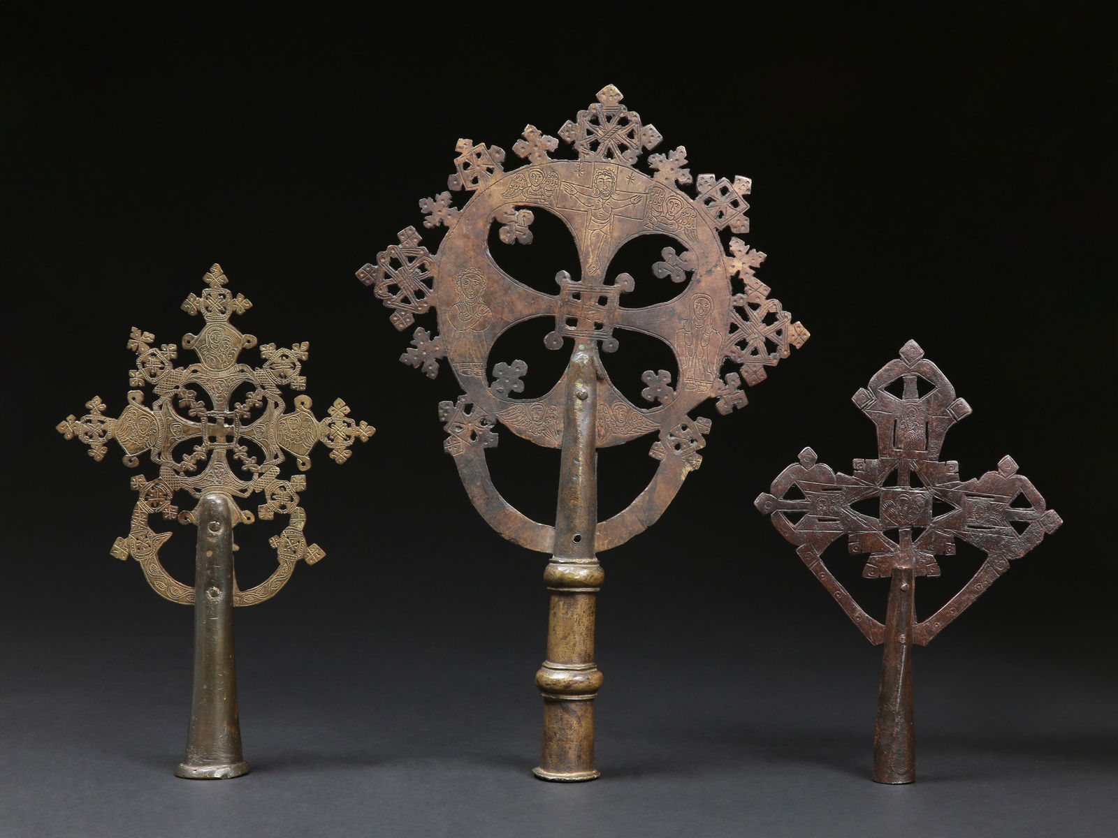 3 Ethiopian Processional Crosses, "yämäsor mäsqäl" (1 of 12)
