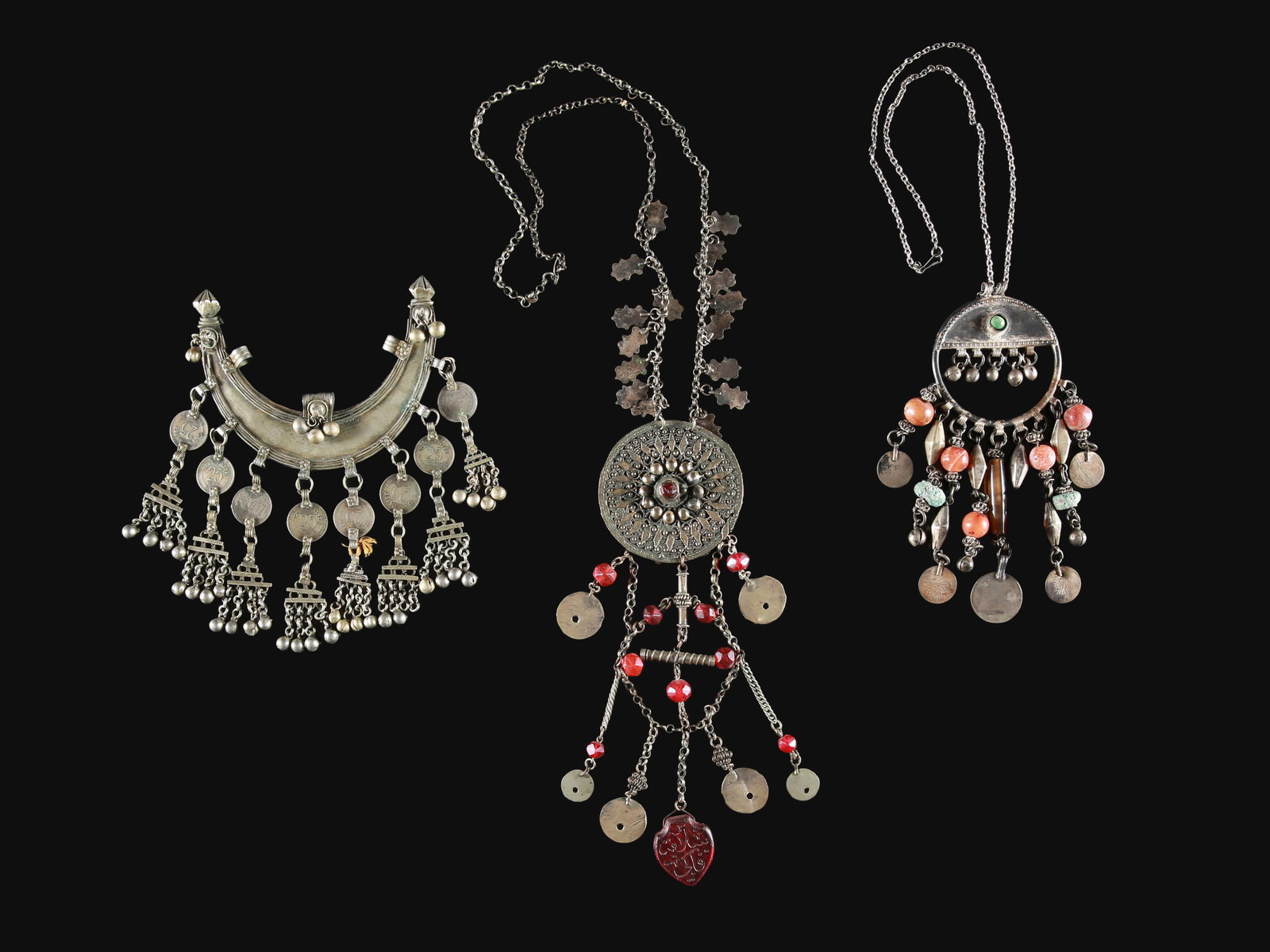 2 Afghan Pendants with Necklaces and a Banjara Pendant (1 of 4)
