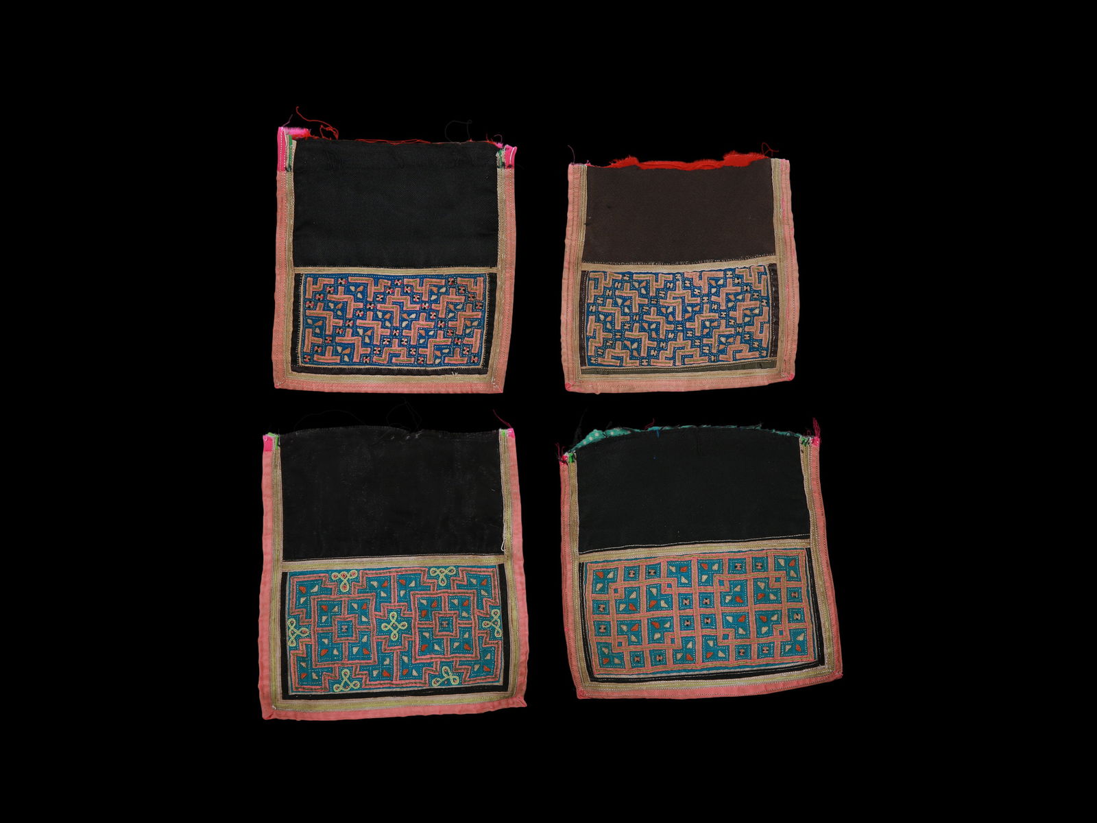 4 Hmong Embroidery Textile Elements, "paj ntaub" (1 of 7)