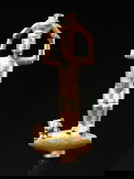 A Baule Staff Finial with a Figure and an Animal
