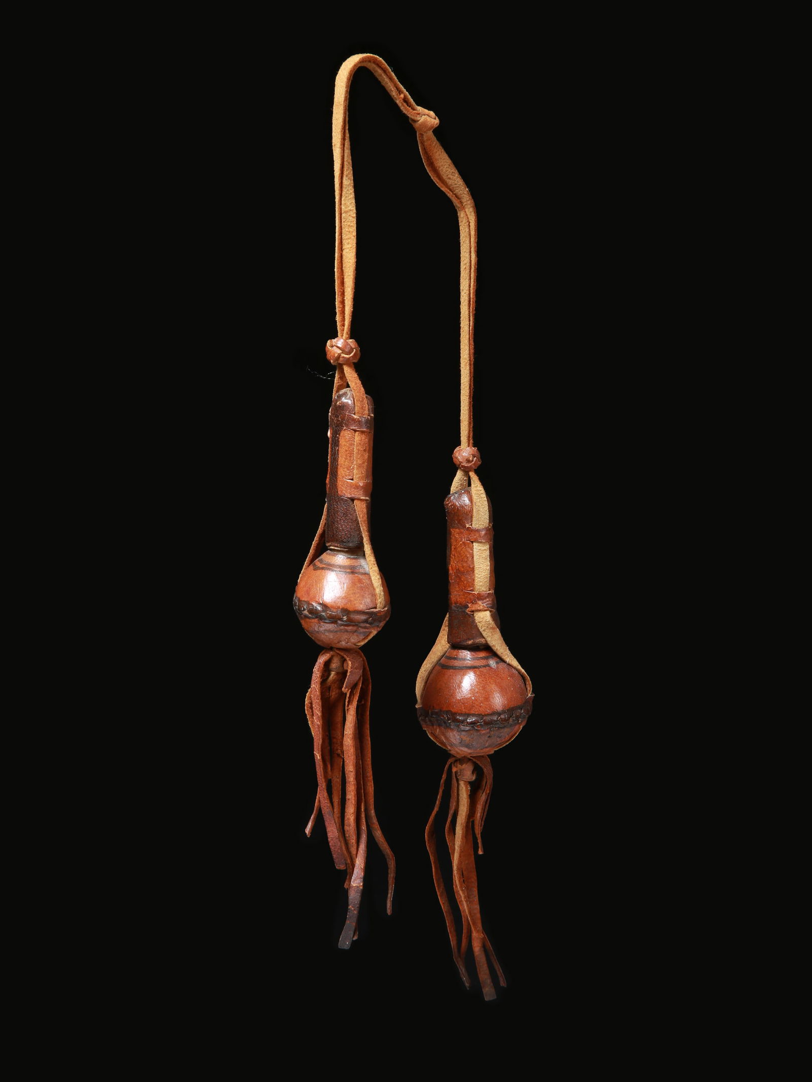 2 Hausa Make-up Containers, "Kohl-Bottles" on Leather Strap (1 of 6)