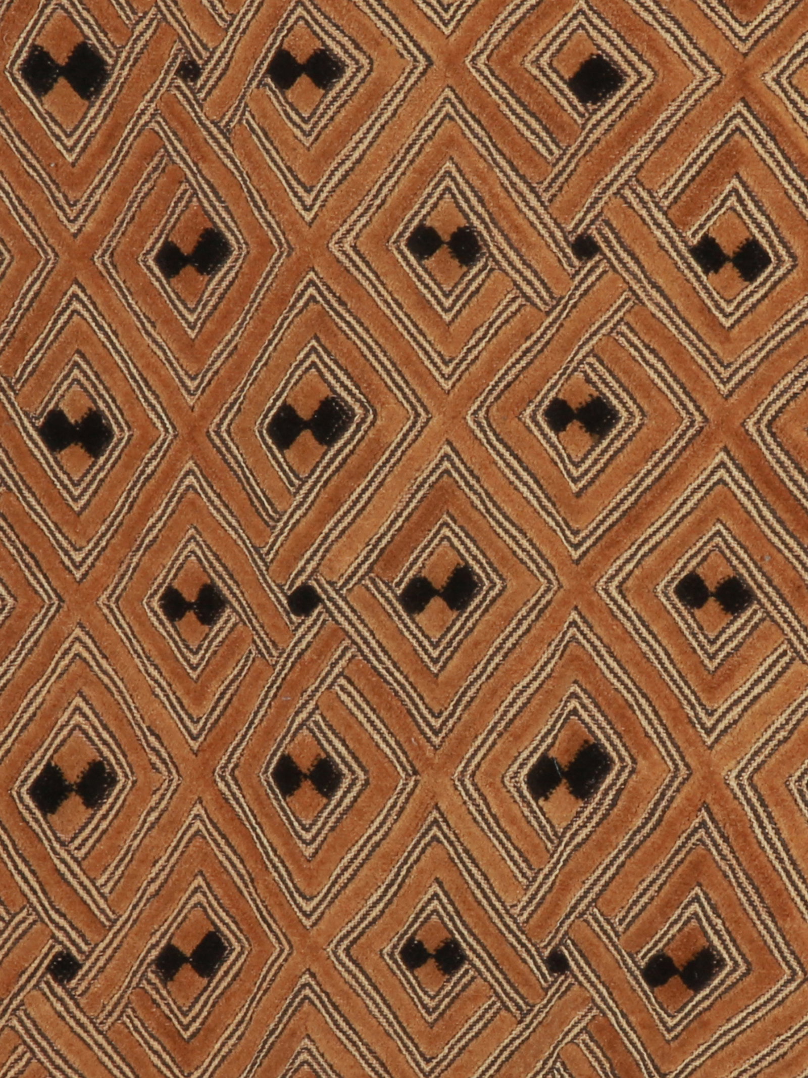 A Kuba Cut-Pile Embroidery Fabric: Raphia-Plüschgewebe Kuba. DR Kongo Ohne Sockel / without base Raphia. B 45 cm. L 49 cm. Provenienz: - lt. Charles Indlekofer: 1970er-Jahre, Sotheby's, London. - Charles und Hedy Indlekofer, Riehe