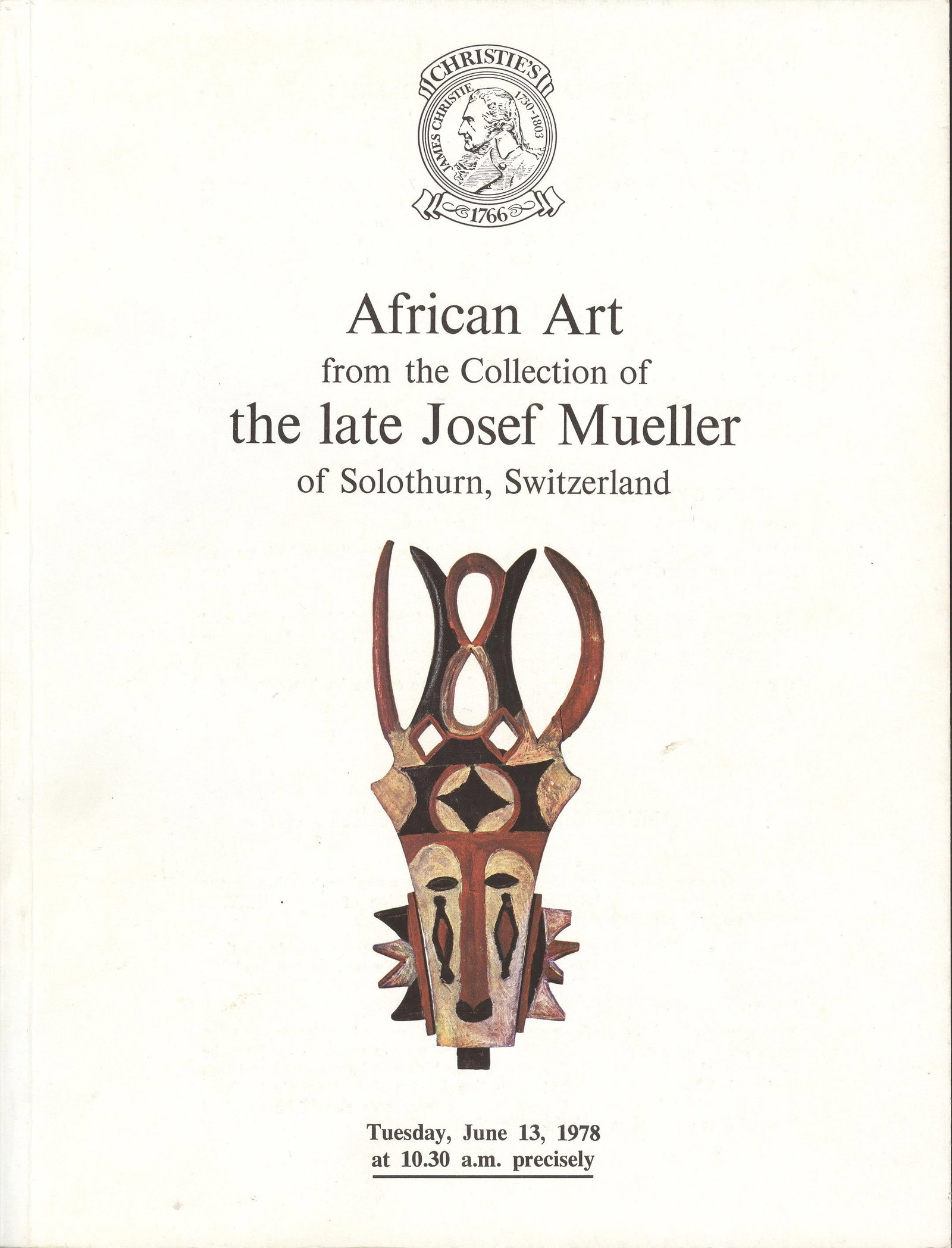 Christie's 1978, African Art: Christie's 1978, African Art African Art from the Collection of the late Josef Mueller of Solothurn, Switzerland Christie's, London (13.06.1978) English Text/Edition 73 pages Numerous illustrations So