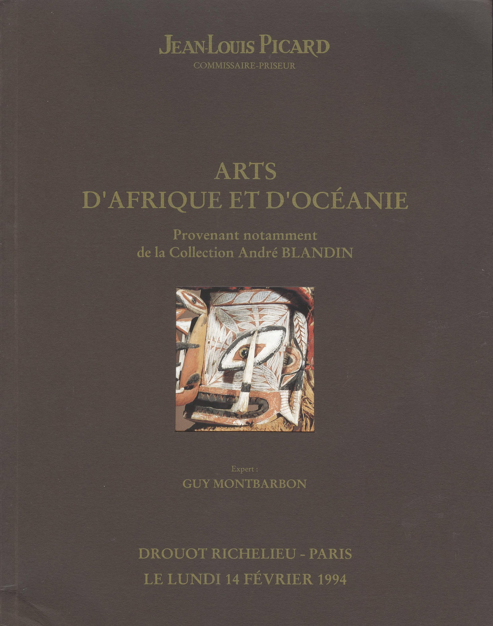 Jean-Louis Picard 1994, Arts d'Afrique et d'Océanie: Jean-Louis Picard 1994, Arts d'Afrique et d'Océanie Provenant de la Collection André Blandin Jean-Louis Picard, Paris (14.02.1994) French Text/Edition 74 pages Numerous illustrations Softcov