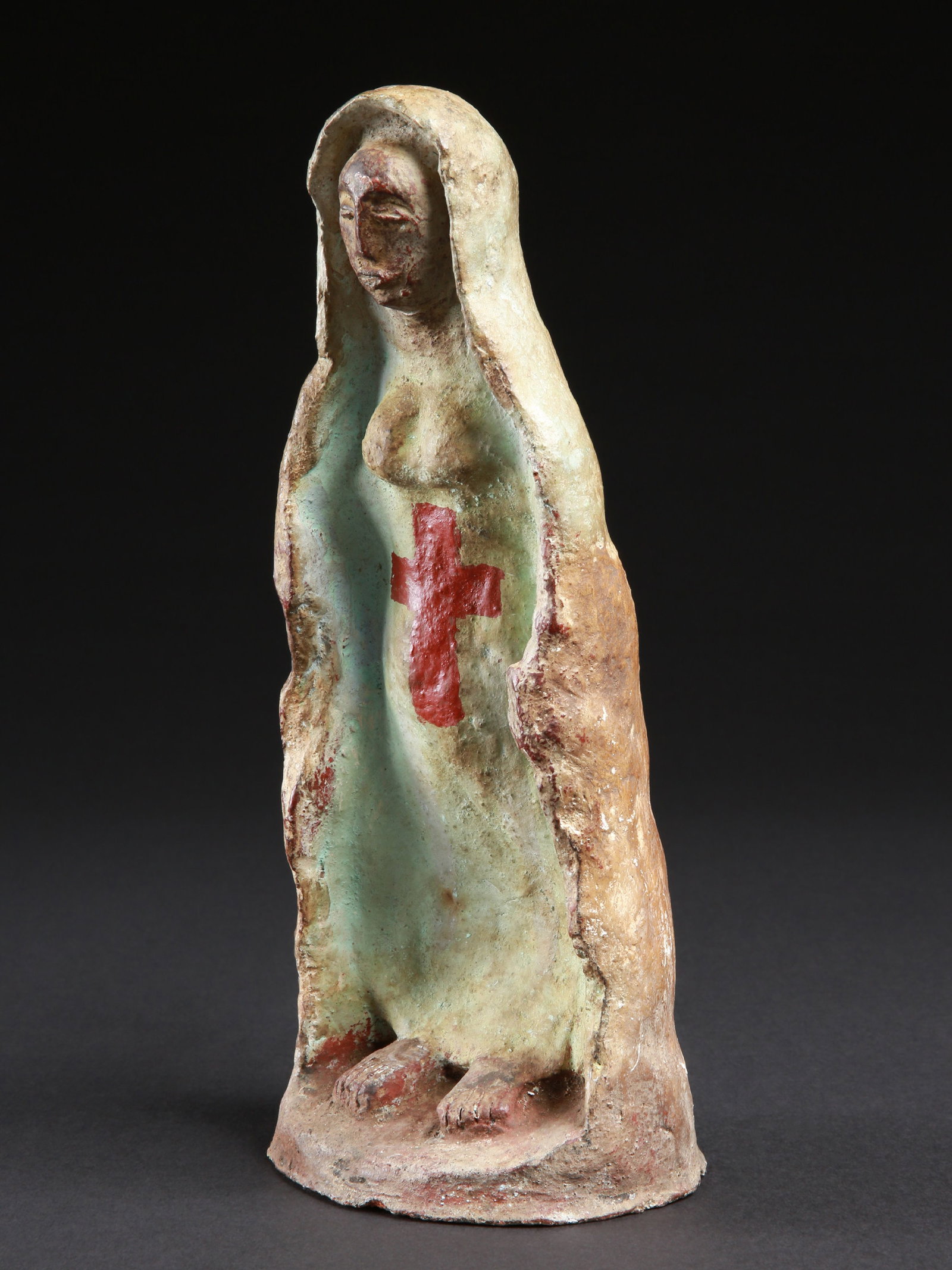 A Luba (?) Christian Votive Figure: Christliche Votivfigur Luba (?). DR Kongo A Luba Christian Votive Figure Ohne Sockel / without base Terrakotta. H 31 cm. Provenienz: - Edmond (Edi) Remondino, Burundi und Zürich. - Schweizer Priv