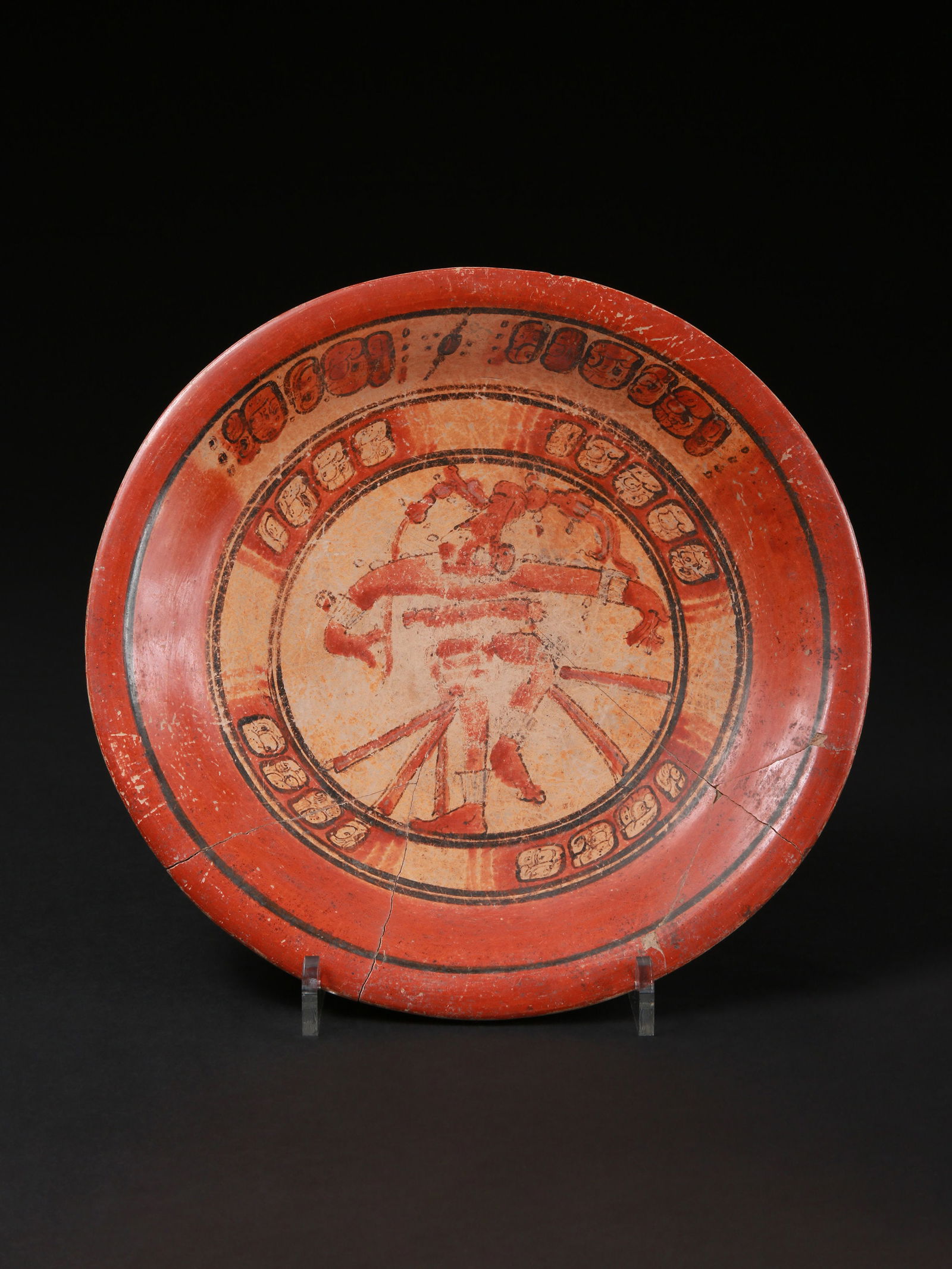 A Maya polychrome Plate with mythological Scene (1 of 13)