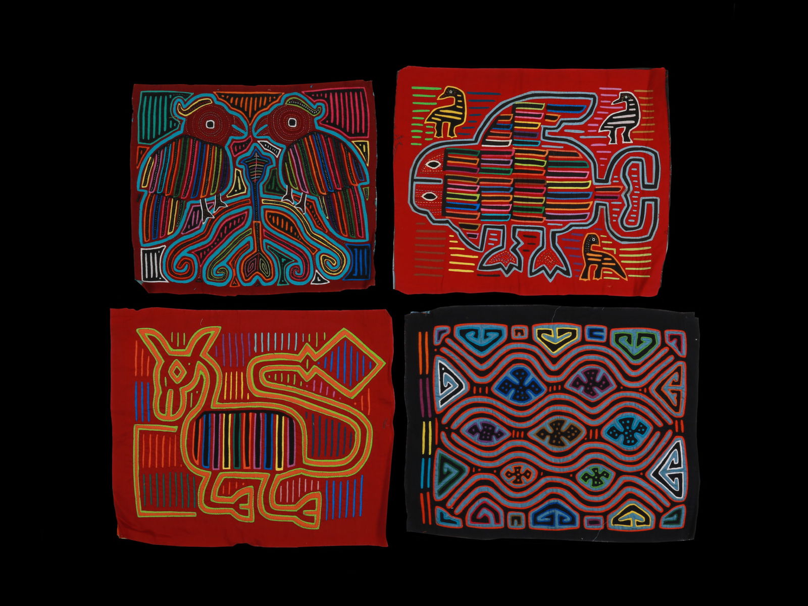 4 Guna Appliqued Blouse Panels, "Molas" (1 of 3)