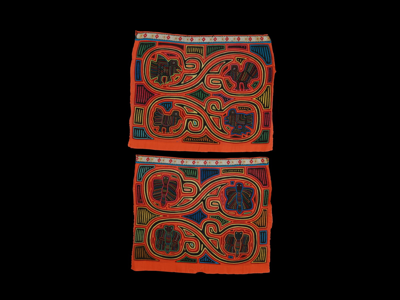 A Pair of Guna Appliqued Blouse Panels, "Molas" (1 of 3)