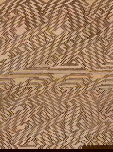 A Kuba Cut-Pile Embroidery Fabric: Raphiapl&#252;schgewebe, Shoowa Kuba. DR Kongo Ohne Sockel / without base Raphia. B 55,5 cm. L 63 cm. Provenienz: Galerie Walu, Basel. Der Name "Kuba" kommt aus der Bantu-Sprache und bedeutet dort "Wu