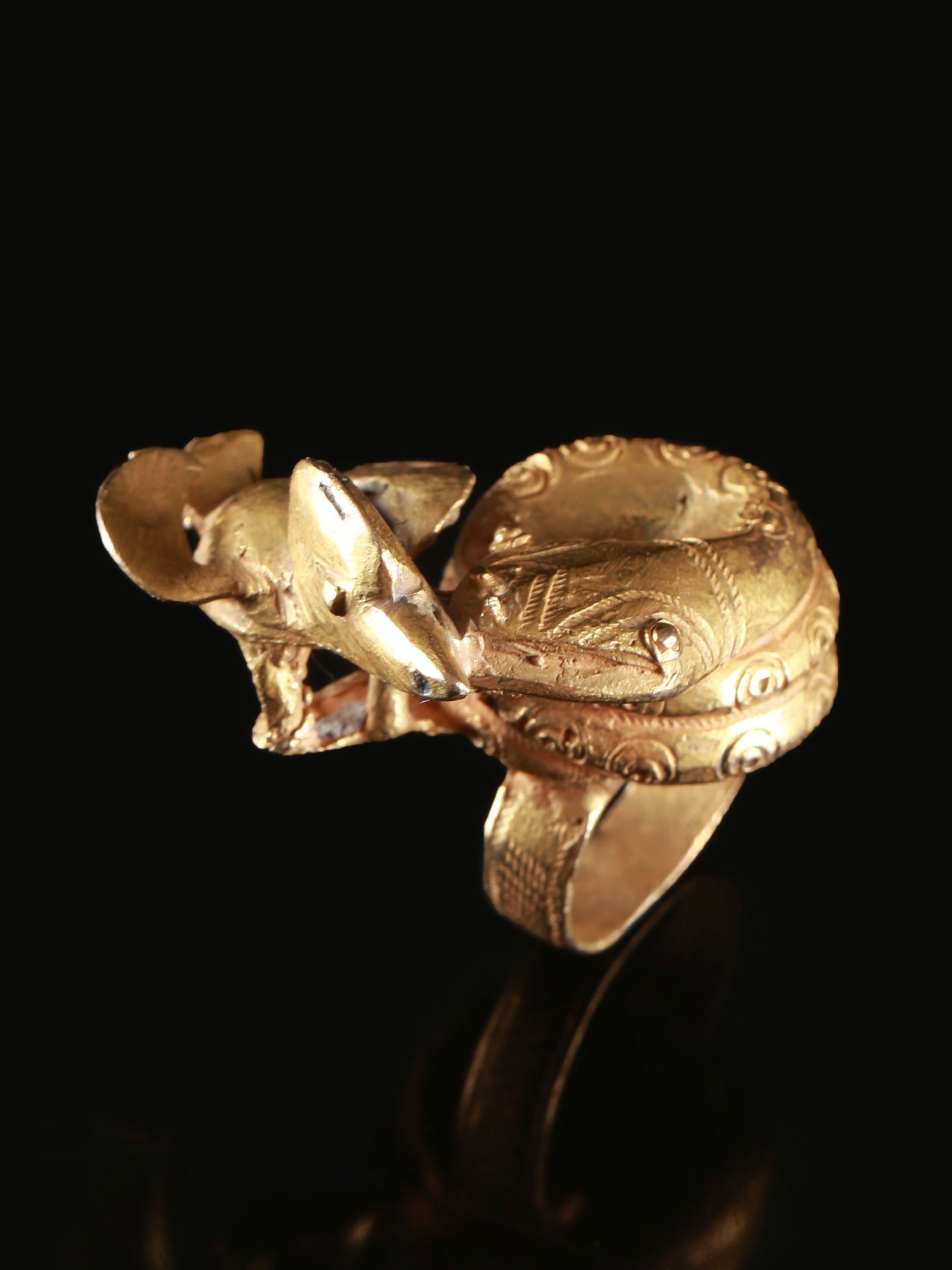 An Asante Ring, Snake with Bird Prey (1 of 10)