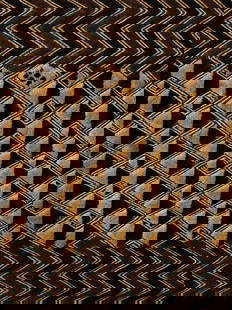 A Kuba-Shoowa embroidered Textile Panel, "Kasaï Velvet": Raphia-Plüschgewebe, "Velours du Kasaï" Kuba, Shoowa. DR Kongo Ohne Sockel / without base Raphia. B 58 cm. L 82,5 cm. Provenienz: Galerie Walu, Basel. Der Name "Kuba" kommt aus der Bantu-Spr