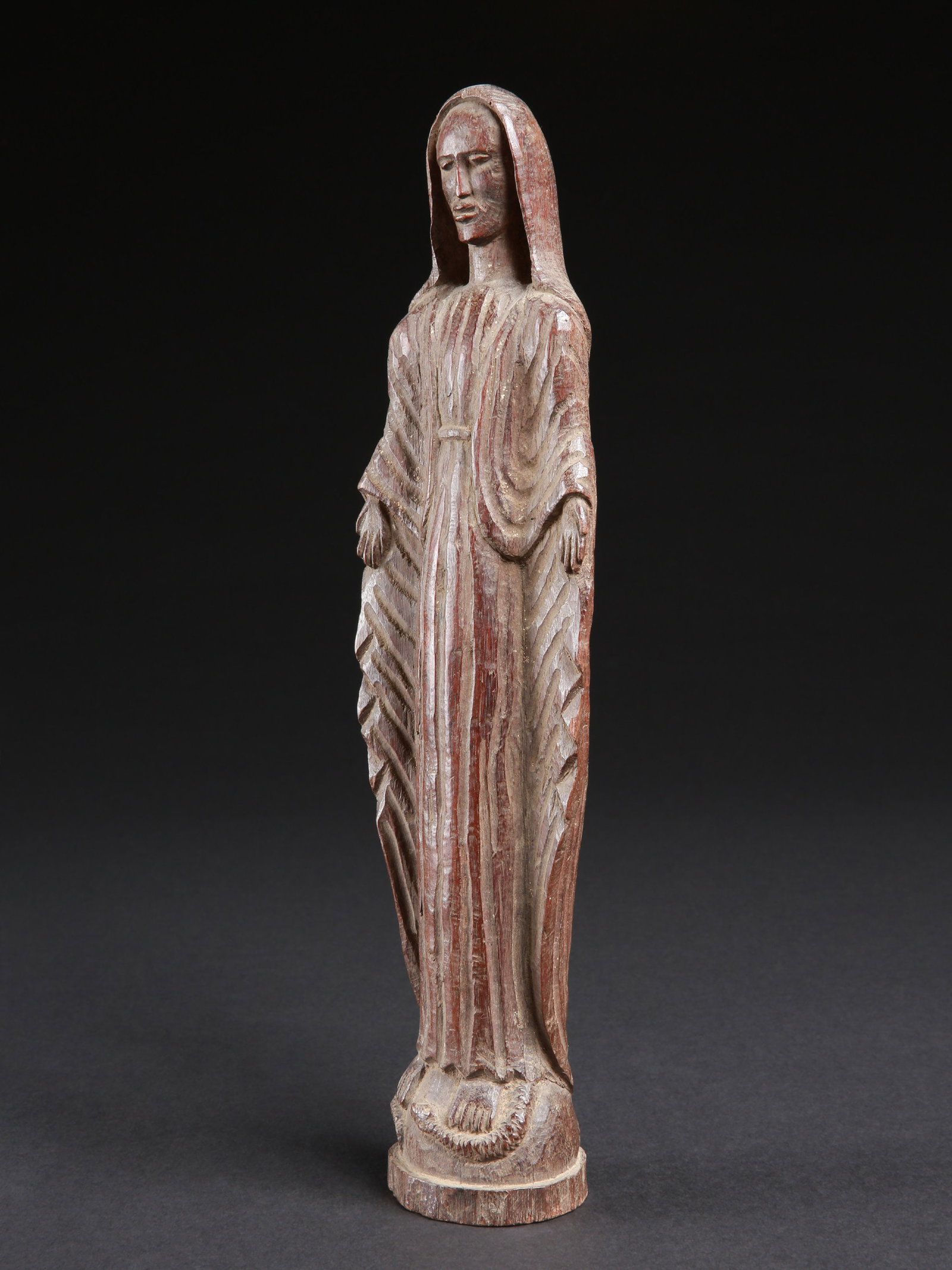 Figure of Madonna: Christliche Votivfigur, Marienfigur A Luba Christian Votive Figure Ohne Sockel / without base Holz. H 35 cm. Provenienz: - Edmond (Edi) Remondino, Burundi und Zürich. - Schweizer Privatsammlung, 